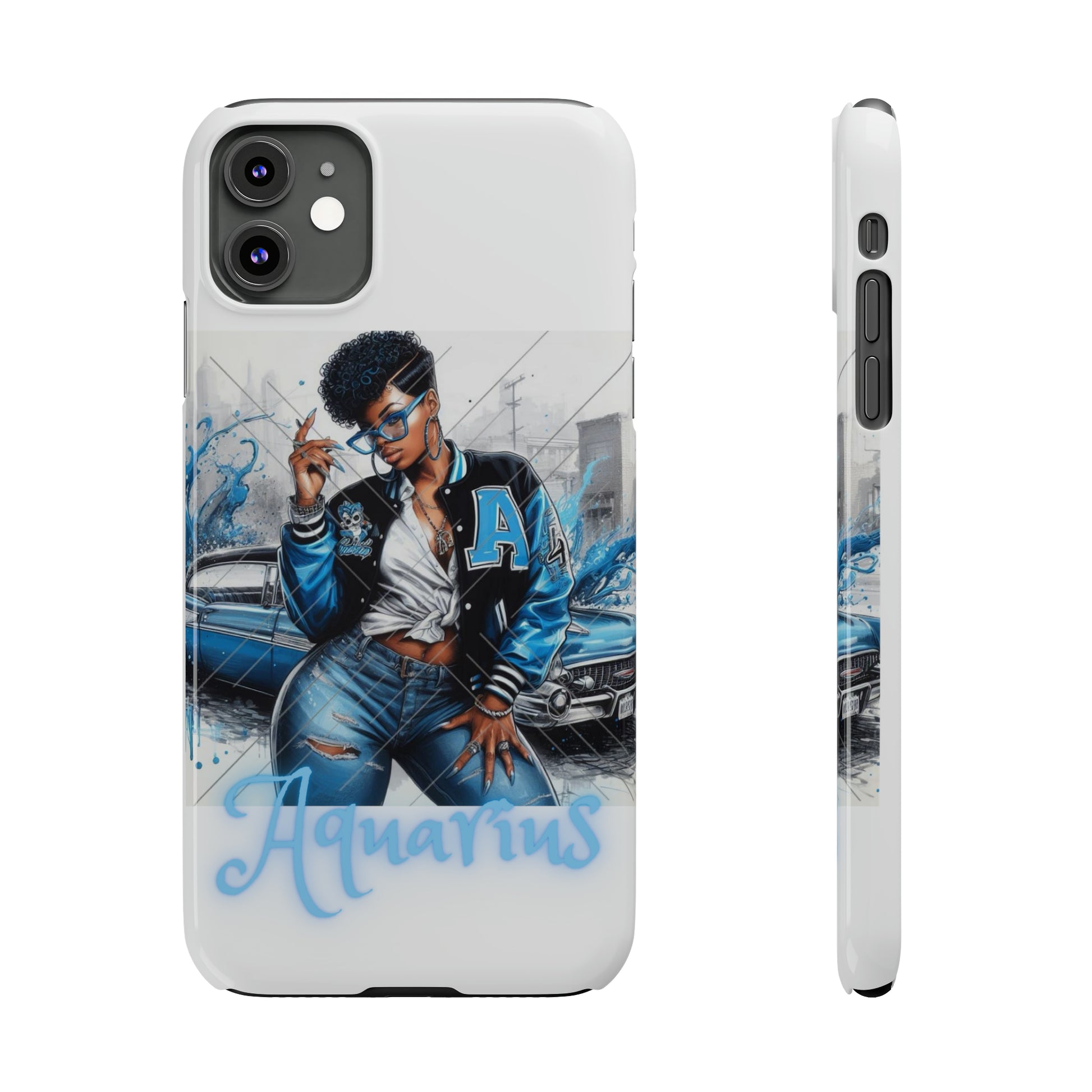 Aquarius white Slim Phone Cases - Phone Case