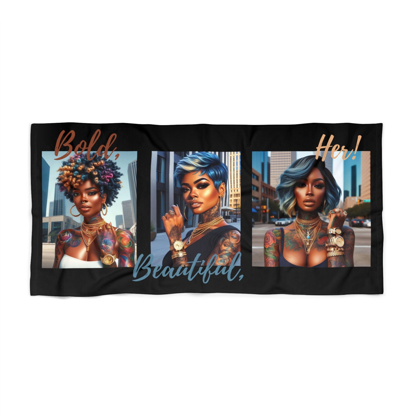 BBH Trio Blk Beach Towel - 36’ × 72’ - Home Decor