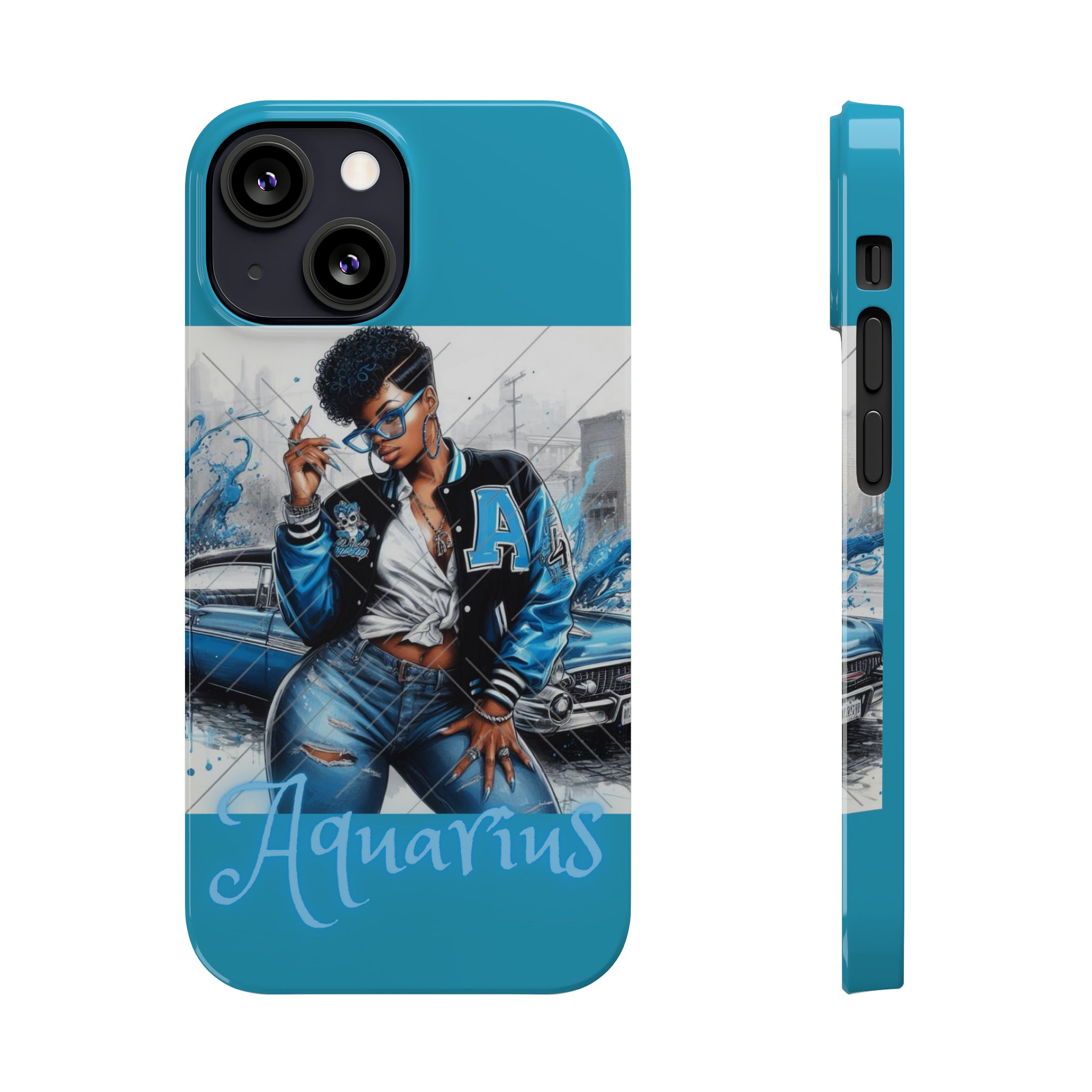 Aquarius Blue Slim Phone Cases - Phone Case