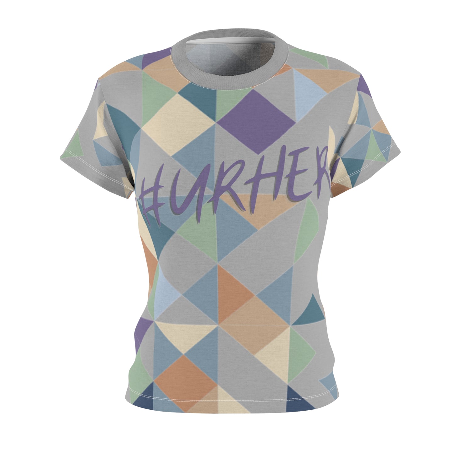 Geo Grey #URHER Shirt - XS / White stitching / 4 oz. - All Over Prints