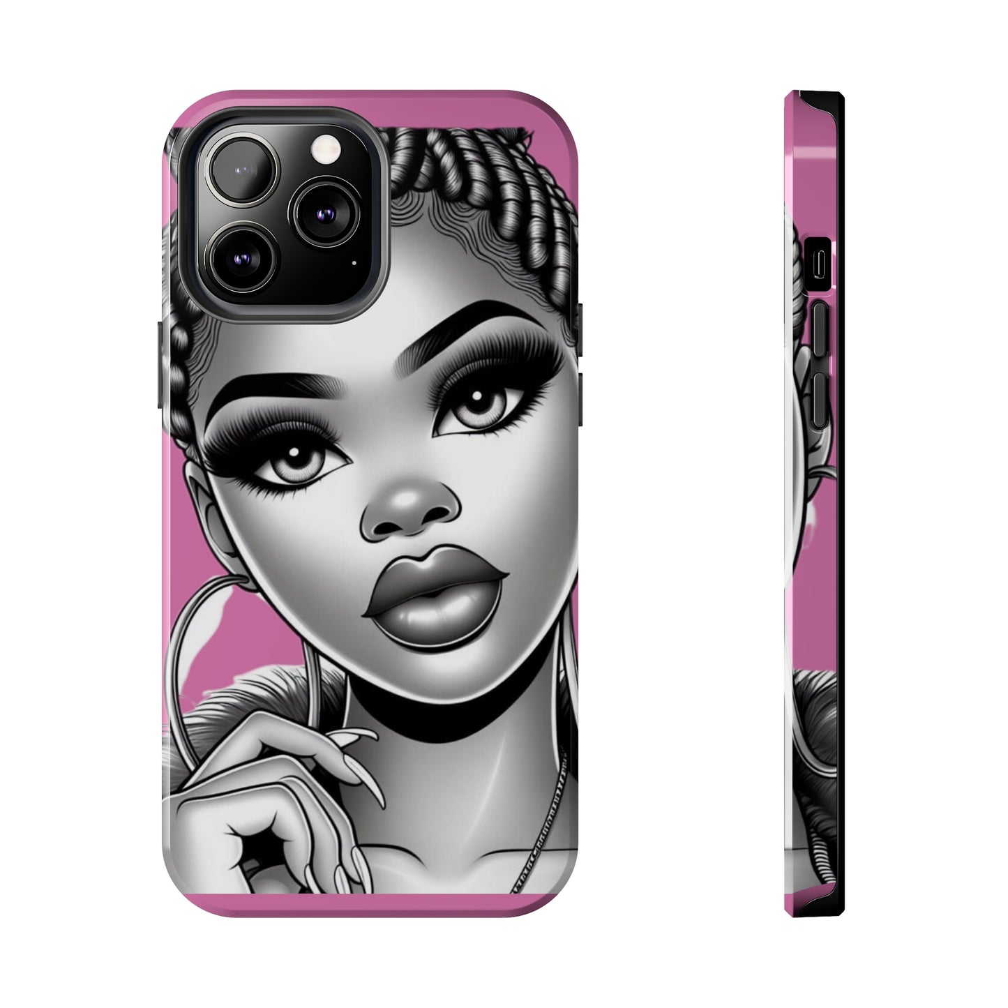 Braid bun pink Tough Phone Cases - iPhone 13 Pro Max - Phone Case