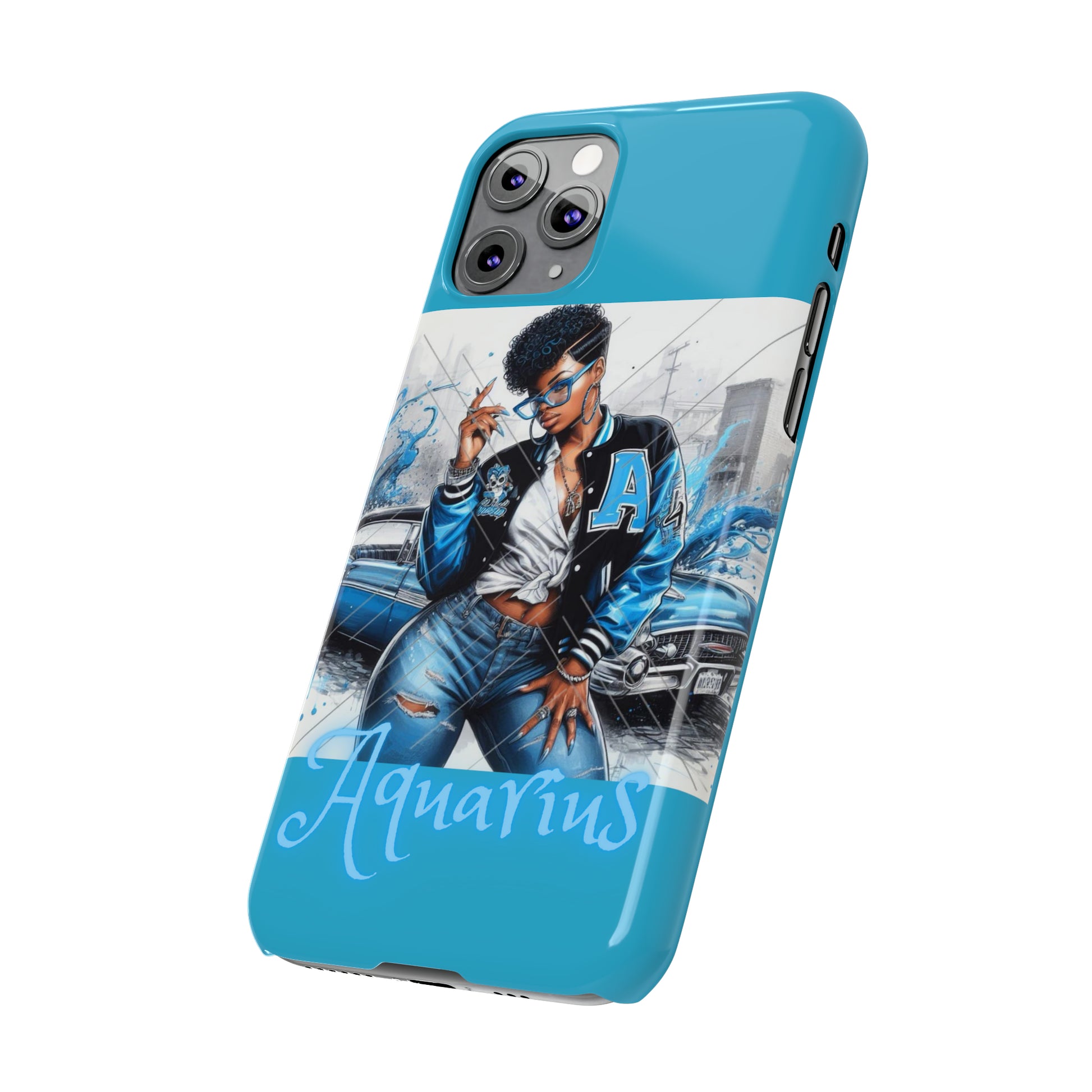 Aquarius Blue Slim Phone Cases - Phone Case