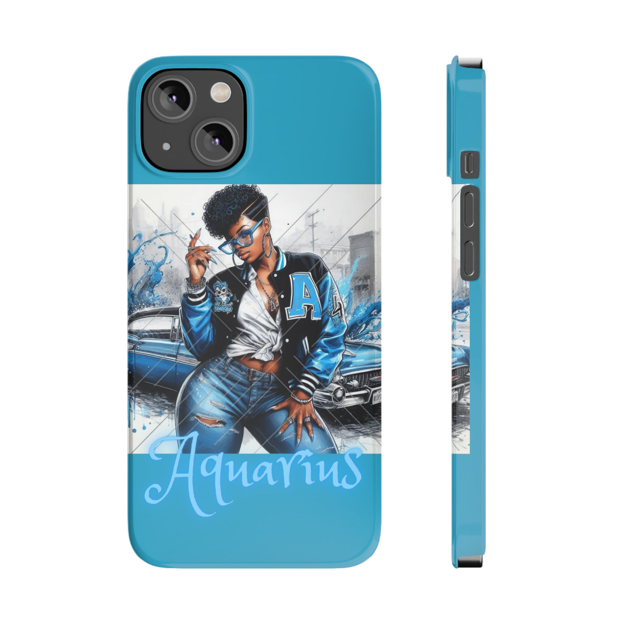 Aquarius Blue Slim Phone Cases - Phone Case