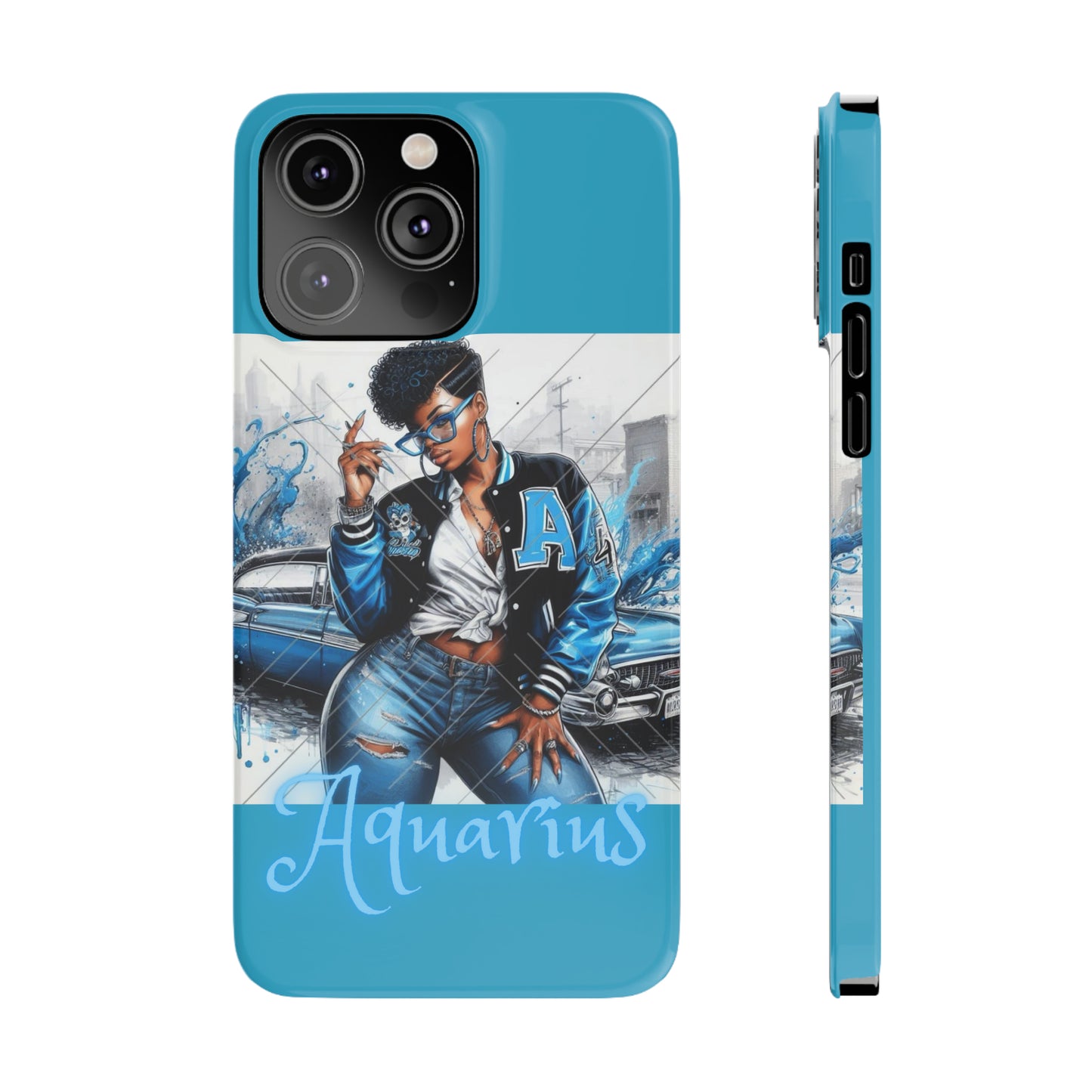 Aquarius Blue Slim Phone Cases - Phone Case