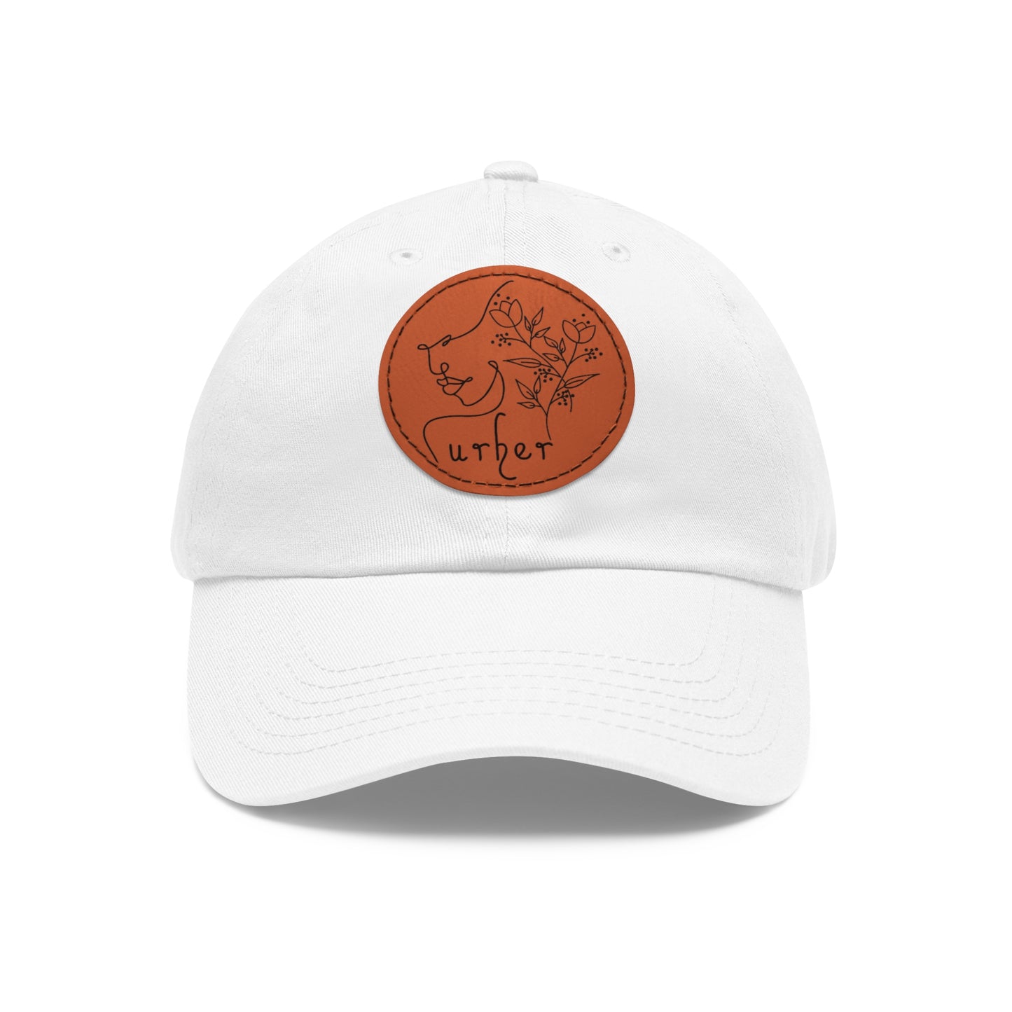 URHER Patch (Round) Hat - White / Light Brown patch / Circle / One size - Hats