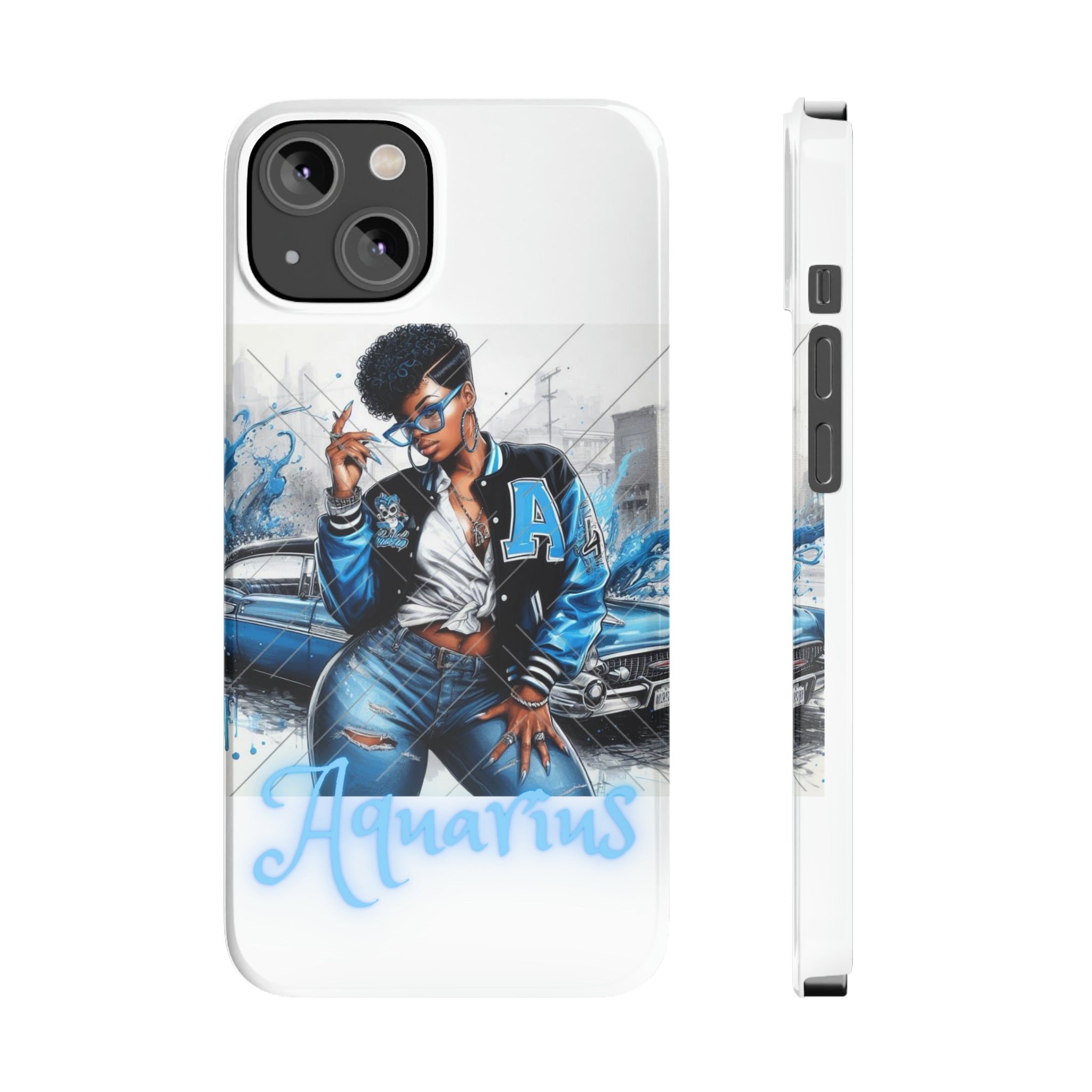 Aquarius white Slim Phone Cases - Phone Case