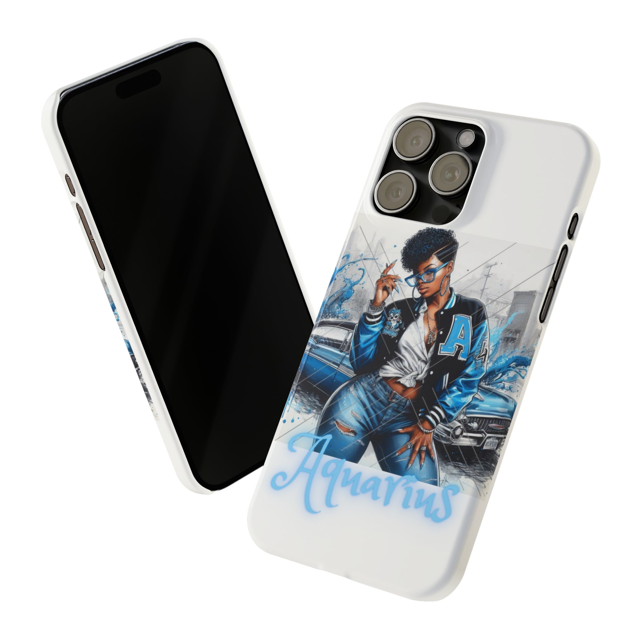 Aquarius white Slim Phone Cases - Phone Case