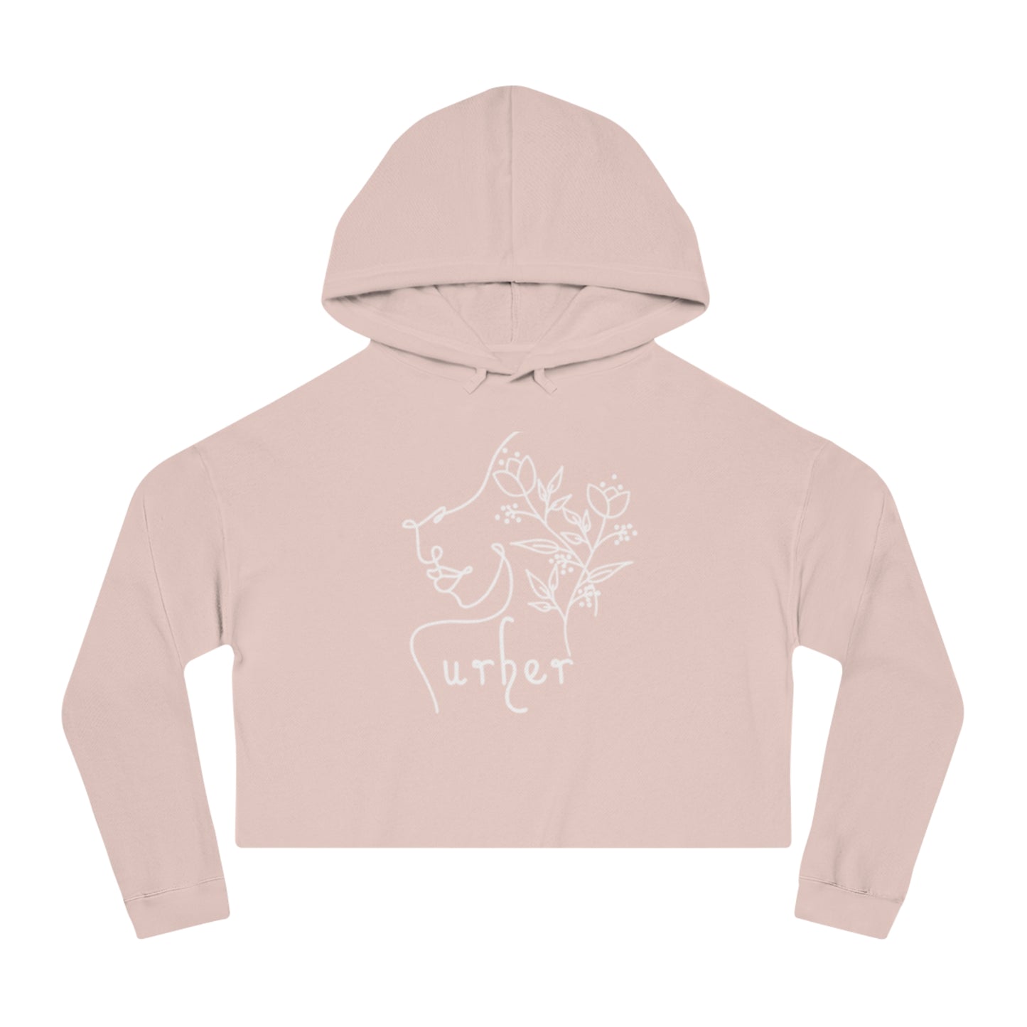 URHER White Cropped Hooded Sweatshirt - Blush / XS - Hoodie