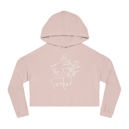 URHER White Cropped Hooded Sweatshirt - Blush / XS - Hoodie