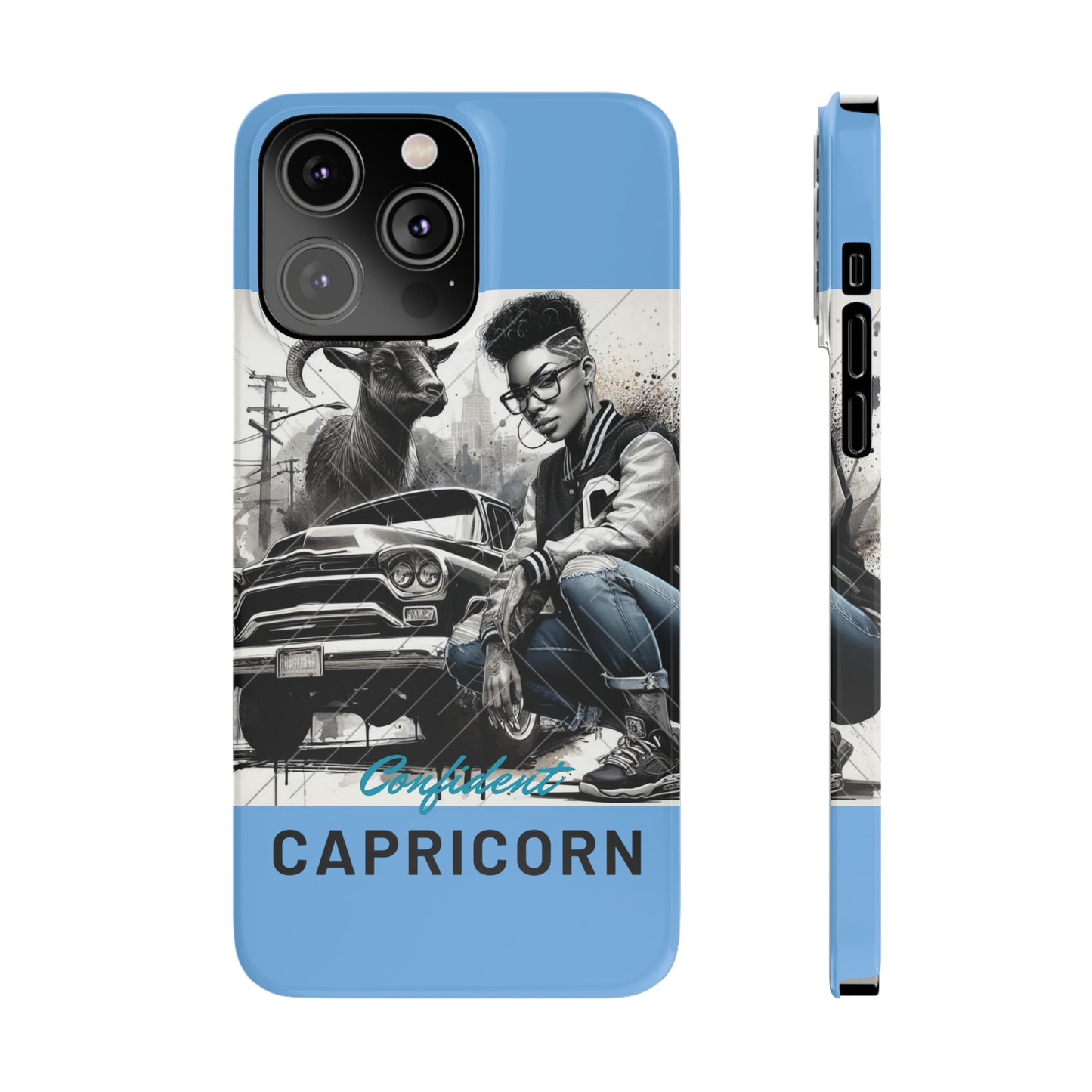 Capricorn Blue Slim Phone Cases - iPhone 14 Pro Max - Phone Case