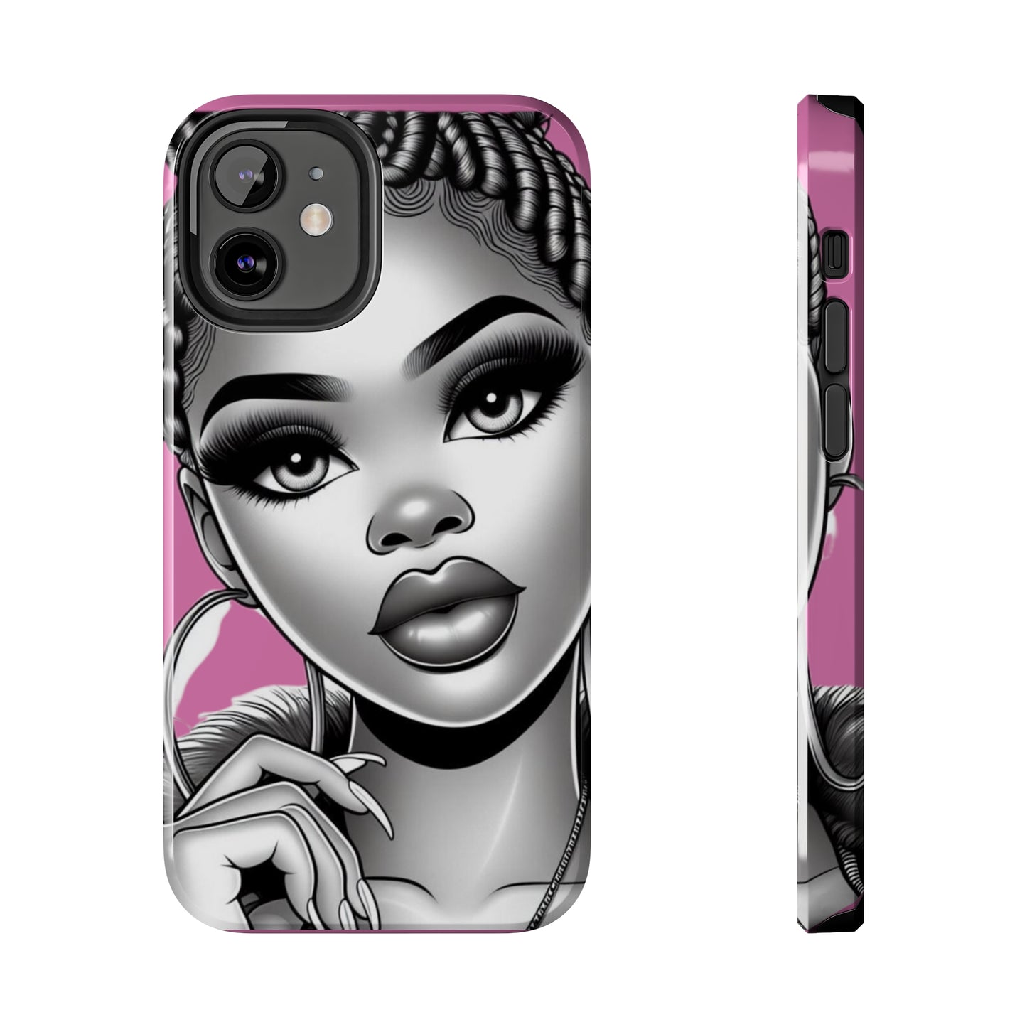 Braid bun pink Tough Phone Cases - iPhone 12 Mini - Phone Case