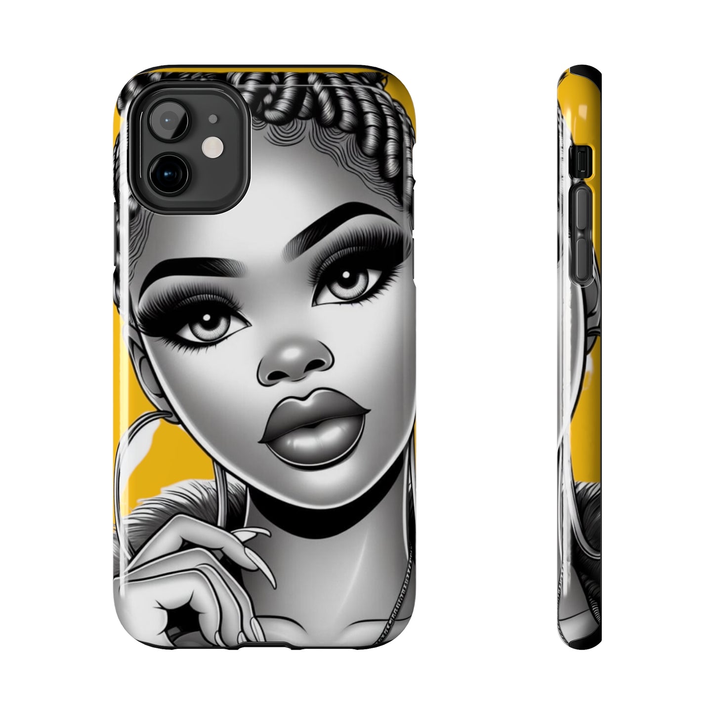 Braid bun Yellow Tough Phone Cases - iPhone 11 - Phone Case