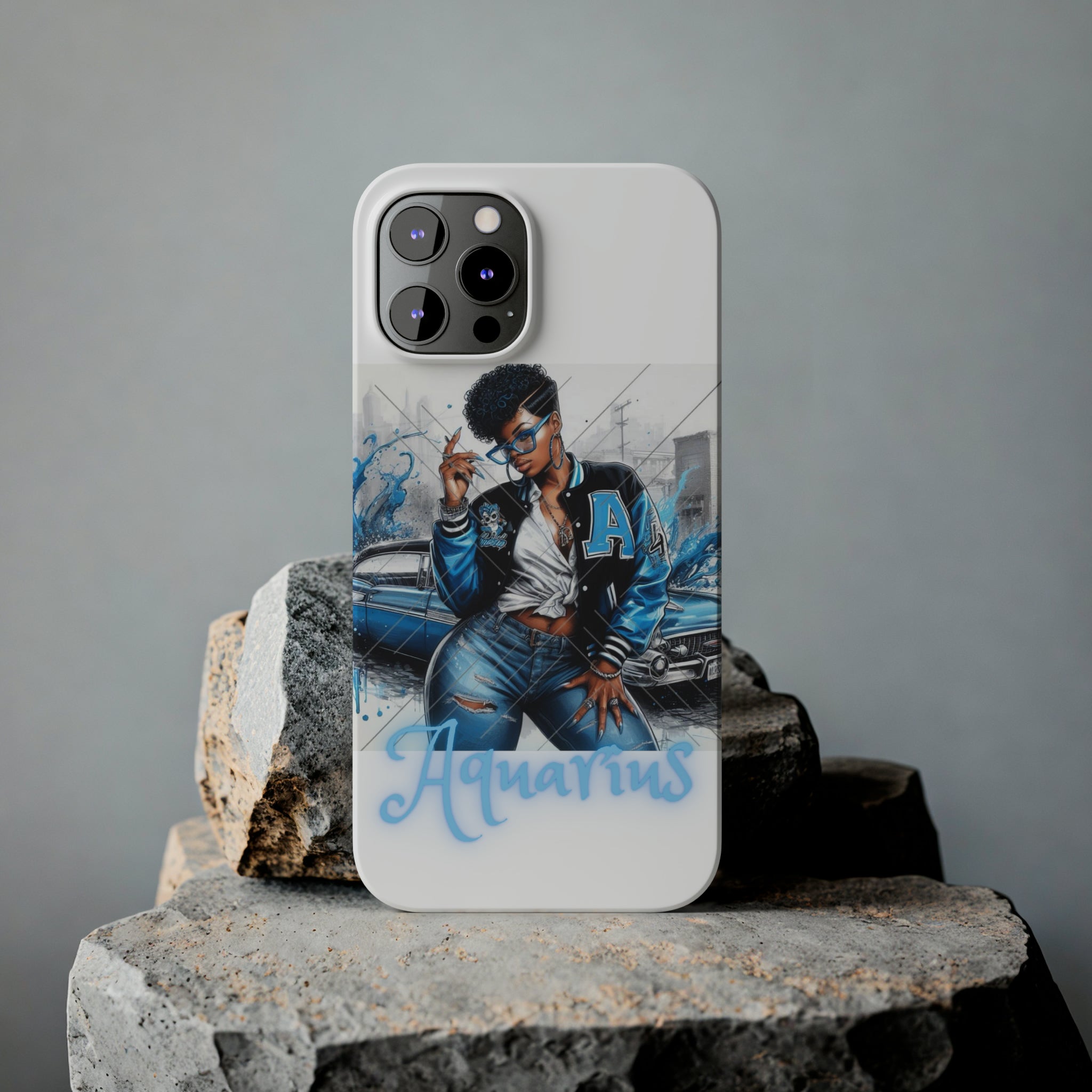 Aquarius white Slim Phone Cases - Phone Case