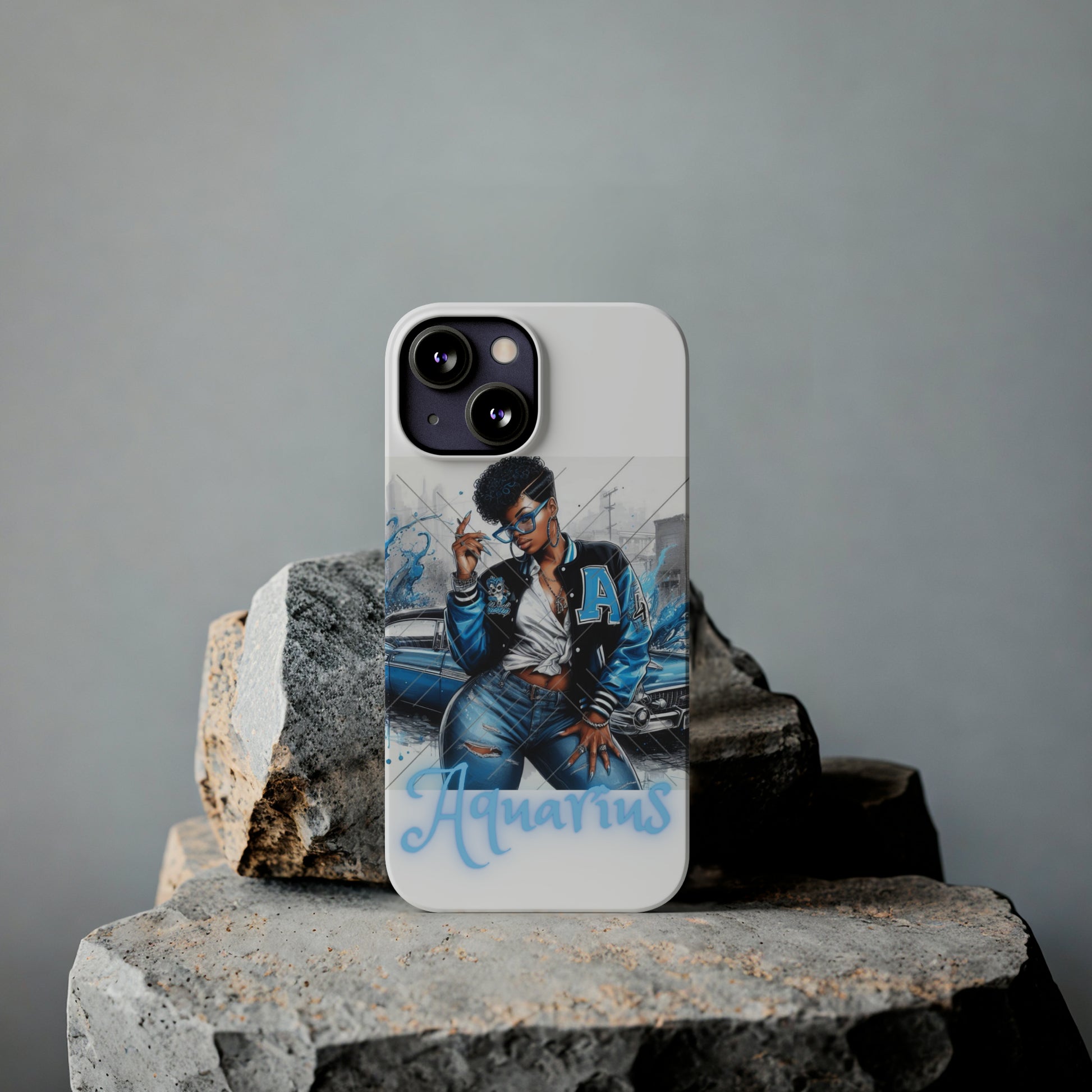 Aquarius white Slim Phone Cases - Phone Case