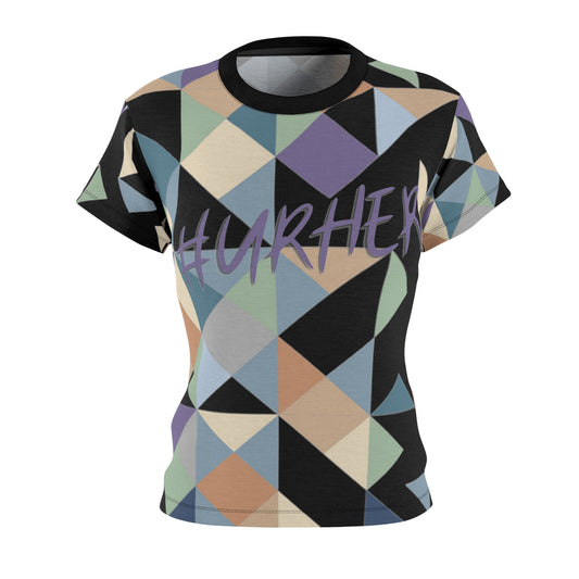 Geo Black #URHER Shirt - XS / Black stitching / 4 oz. - All Over Prints