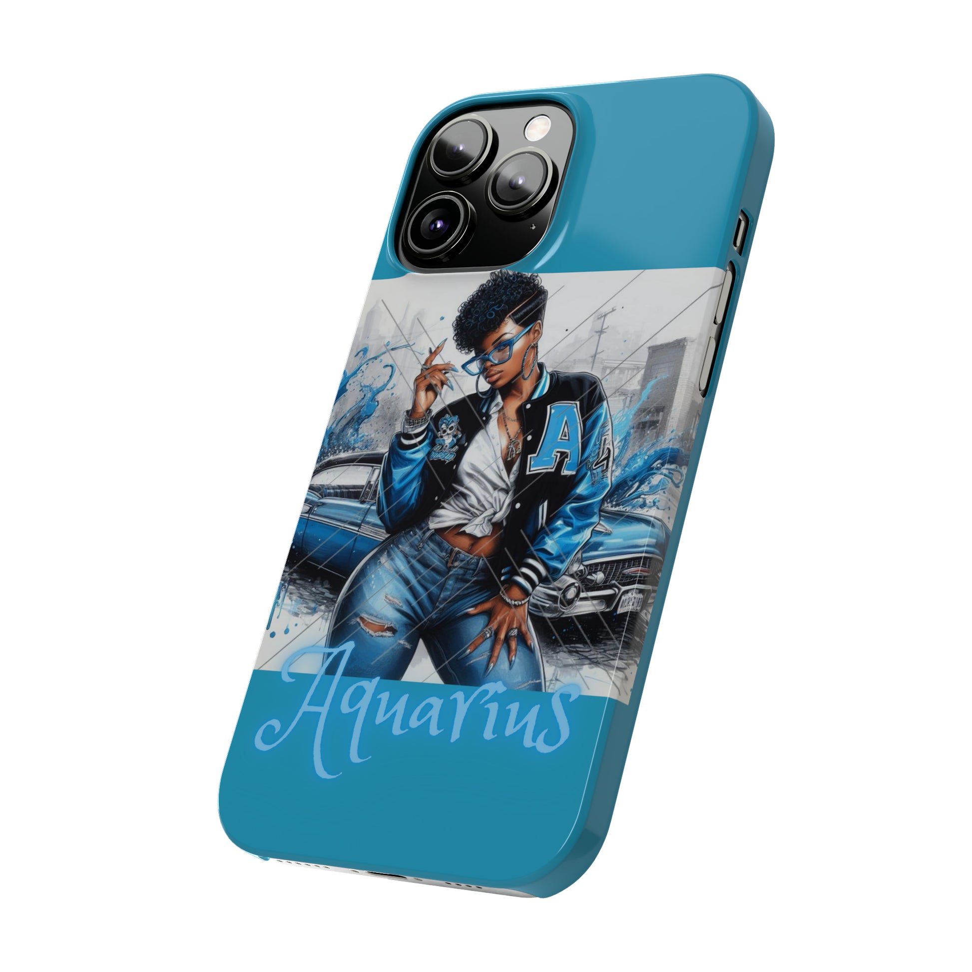 Aquarius Blue Slim Phone Cases - Phone Case