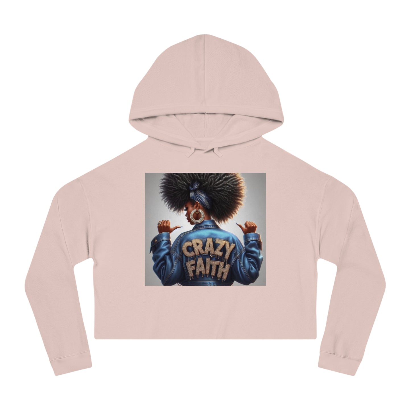 Crazy Faith Cropped Hooded Sweatshirt - Blush / XS - Hoodie