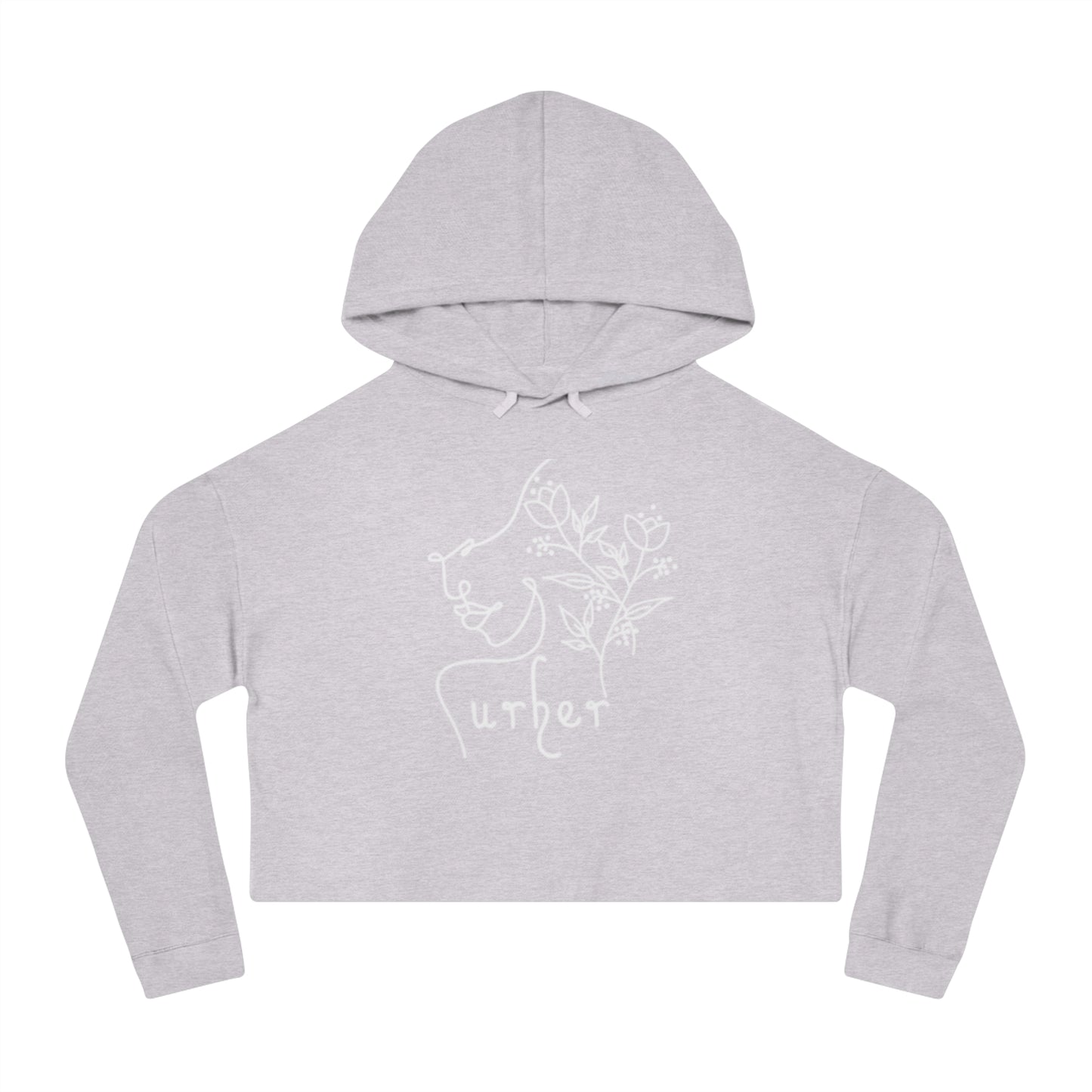 URHER White Cropped Hooded Sweatshirt - Grey Heather / XS - Hoodie