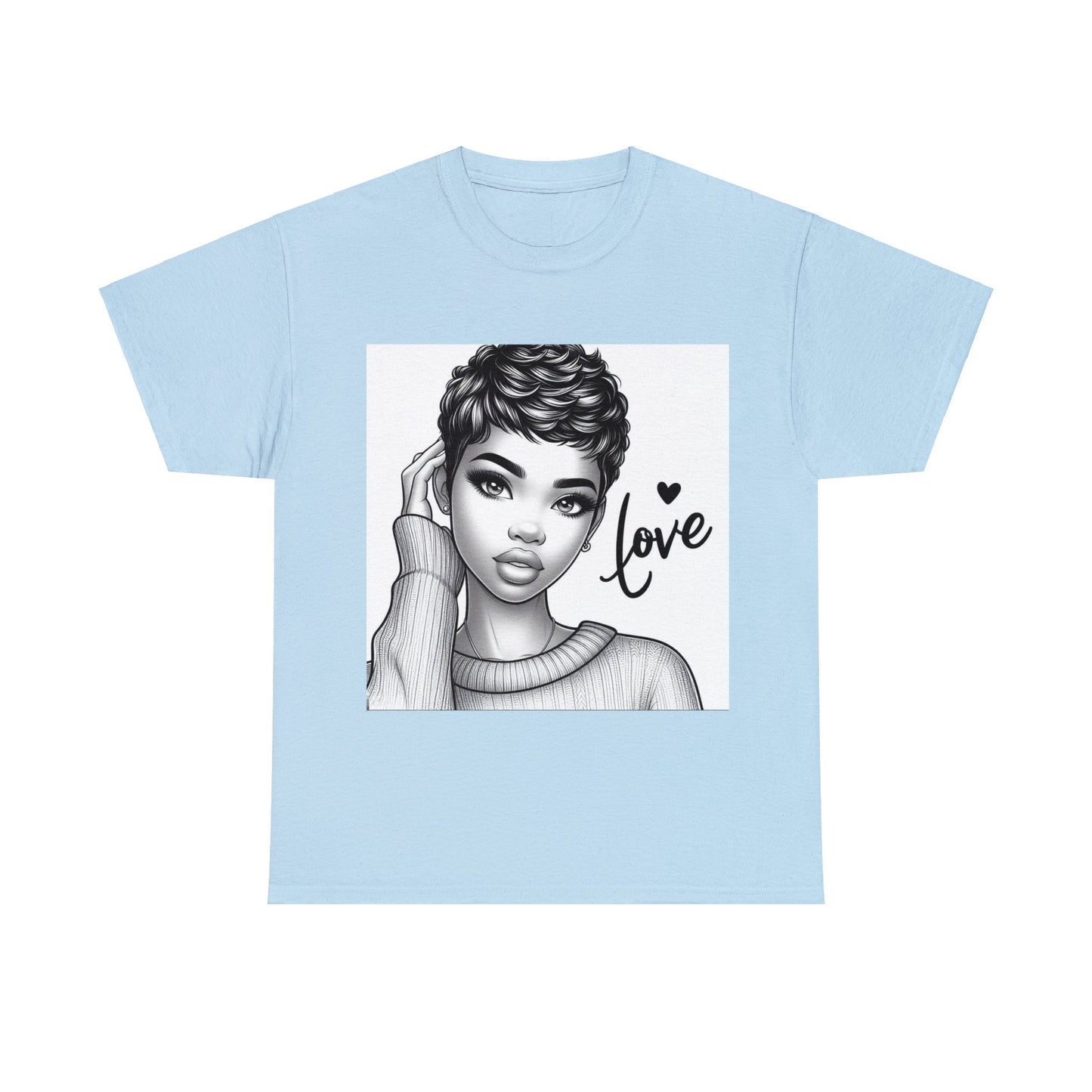 Love blk/wht Unisex Heavy Cotton Tee - Light Blue / S - T-Shirt