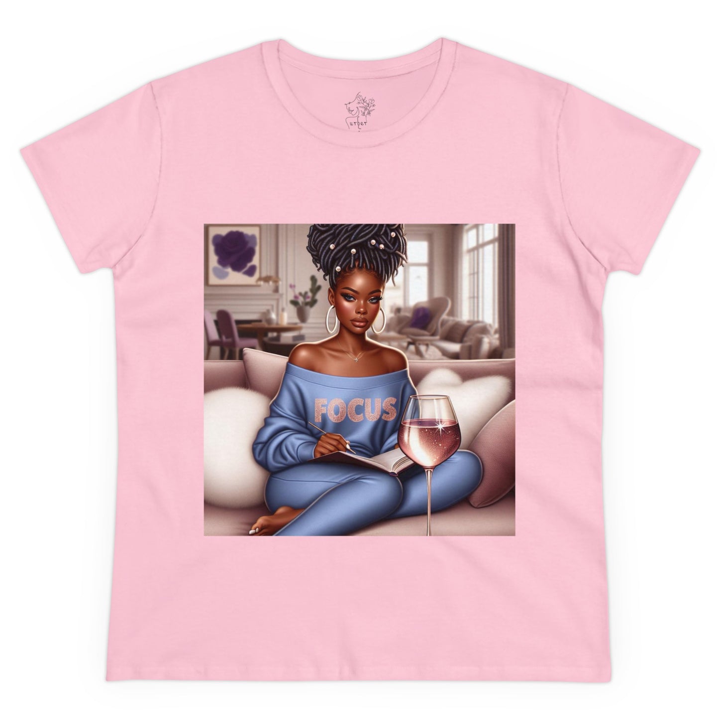 Blue/Pink Focus Midweight Cotton Tee - Light Pink / S - T-Shirt