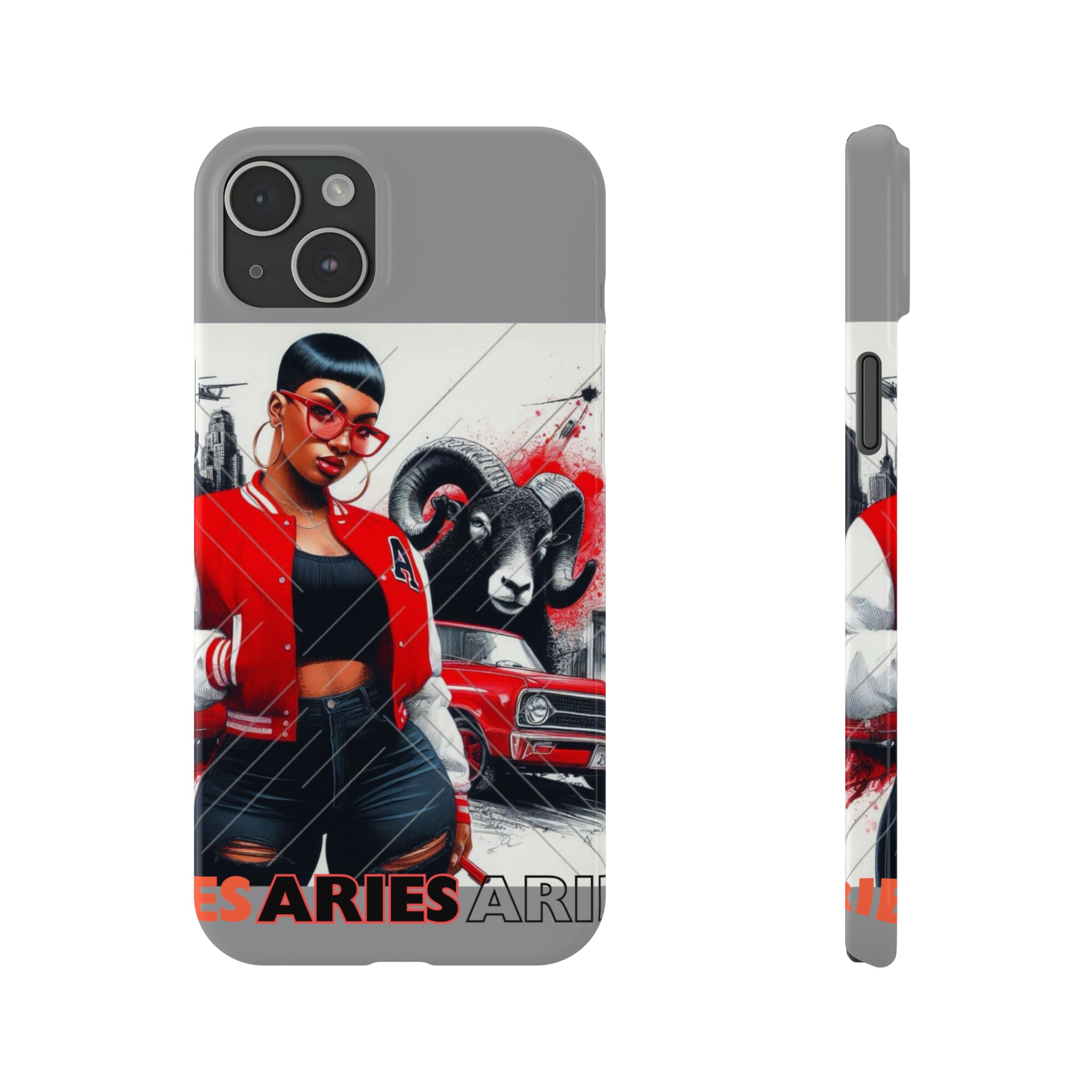 Aries Grey Slim Phone Cases - iPhone 15 Plus - Phone Case