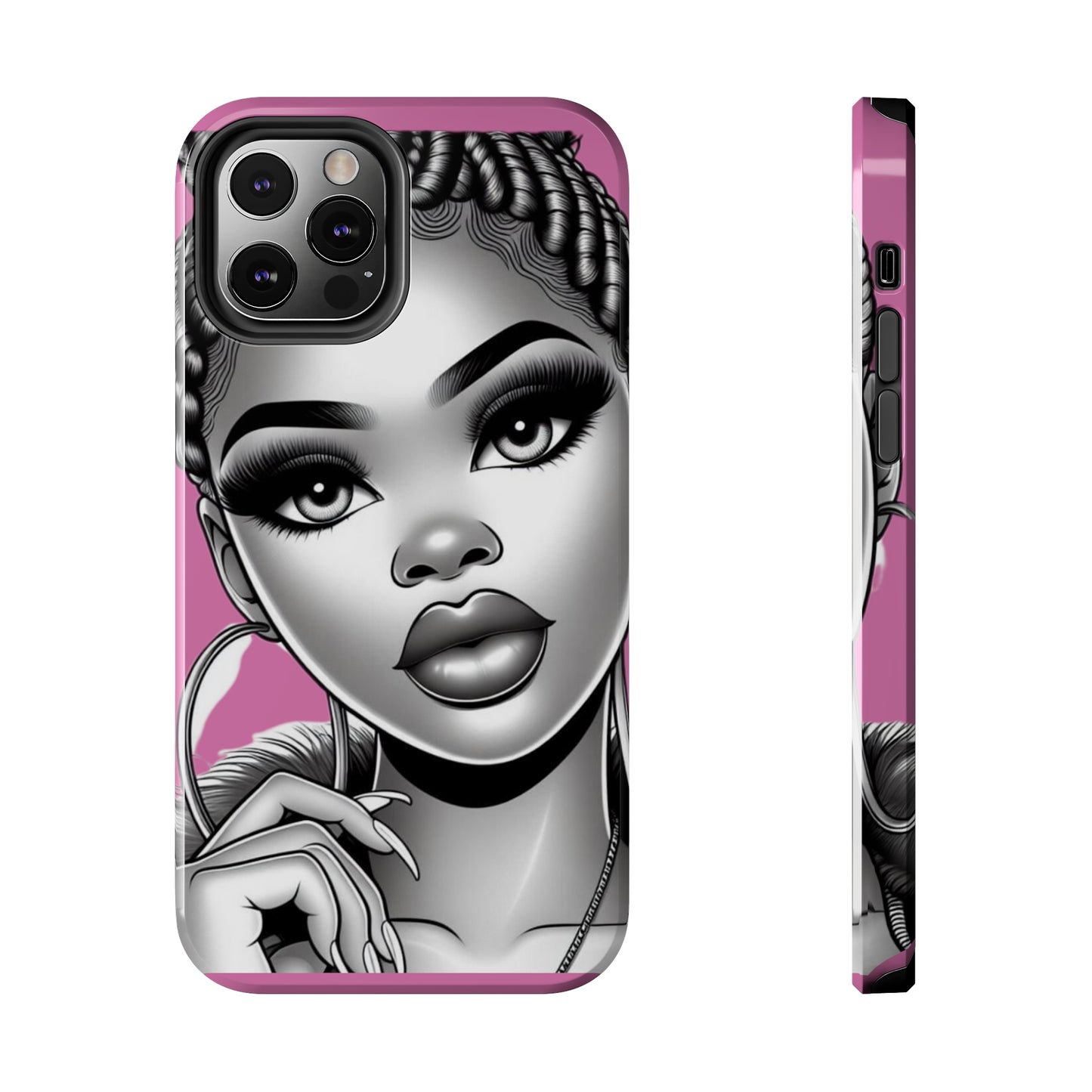 Braid bun pink Tough Phone Cases - iPhone 12 Pro - Phone Case