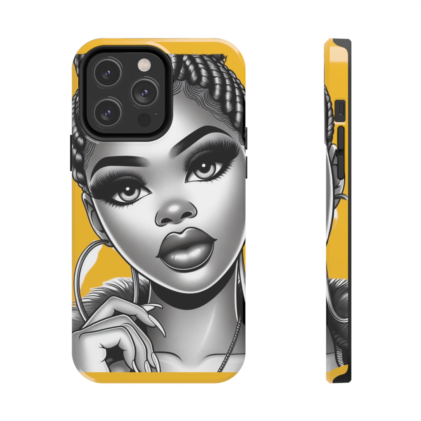 Braid bun Yellow Tough Phone Cases - iPhone 14 Pro Max - Phone Case