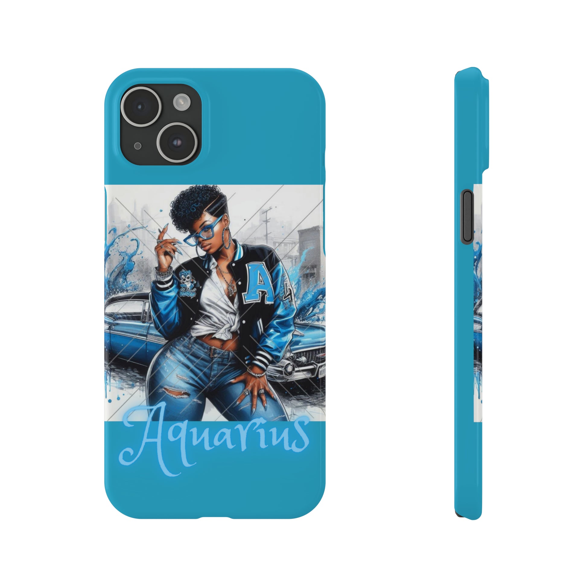 Aquarius Blue Slim Phone Cases - Phone Case