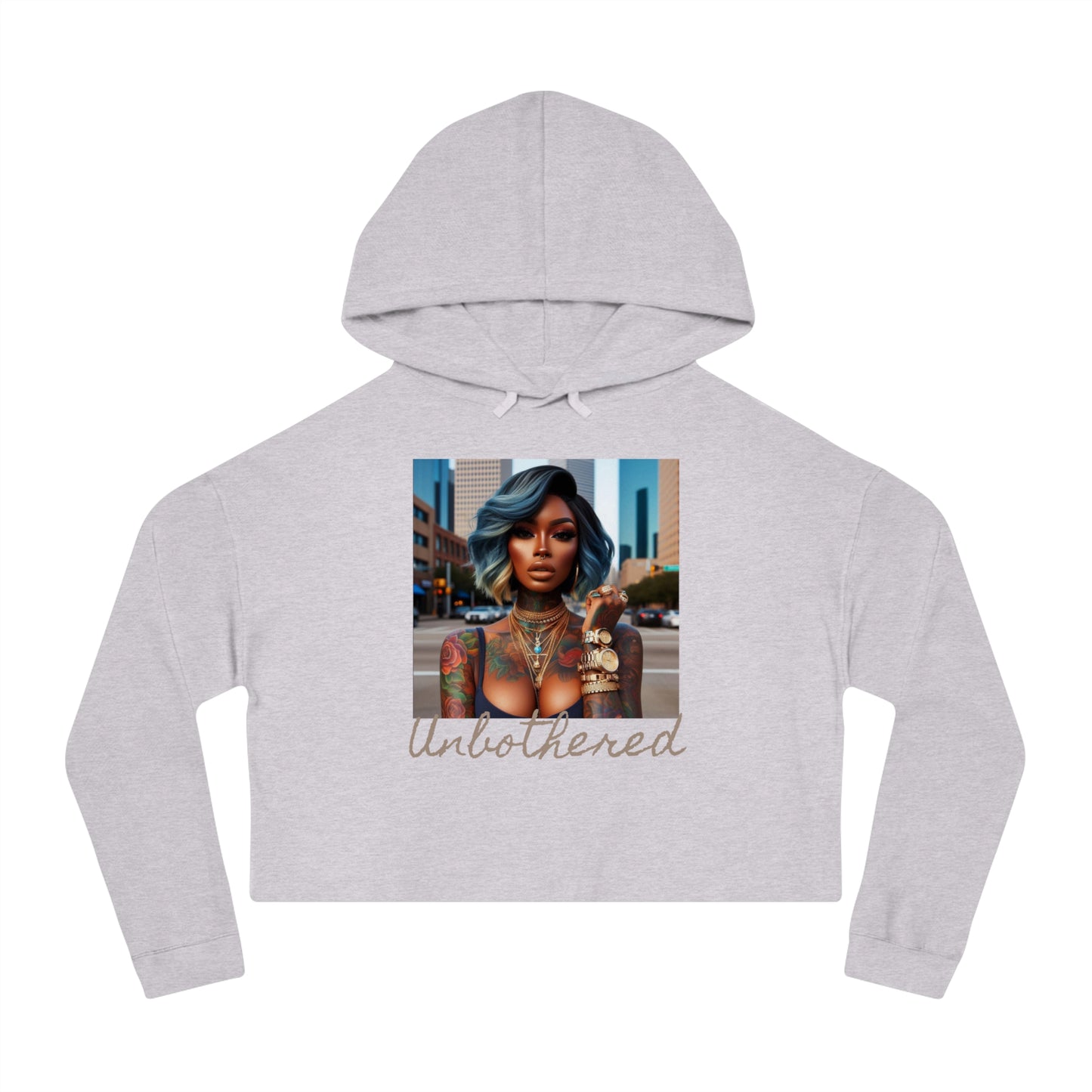 Unbothered Bob Cropped Hooded Sweatshirt - Grey Heather / XS - Hoodie