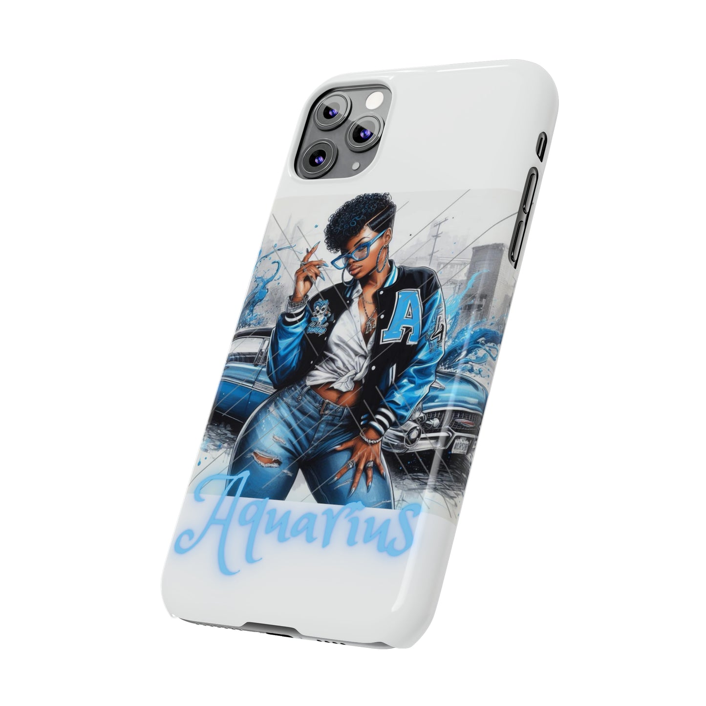 Aquarius white Slim Phone Cases - Phone Case