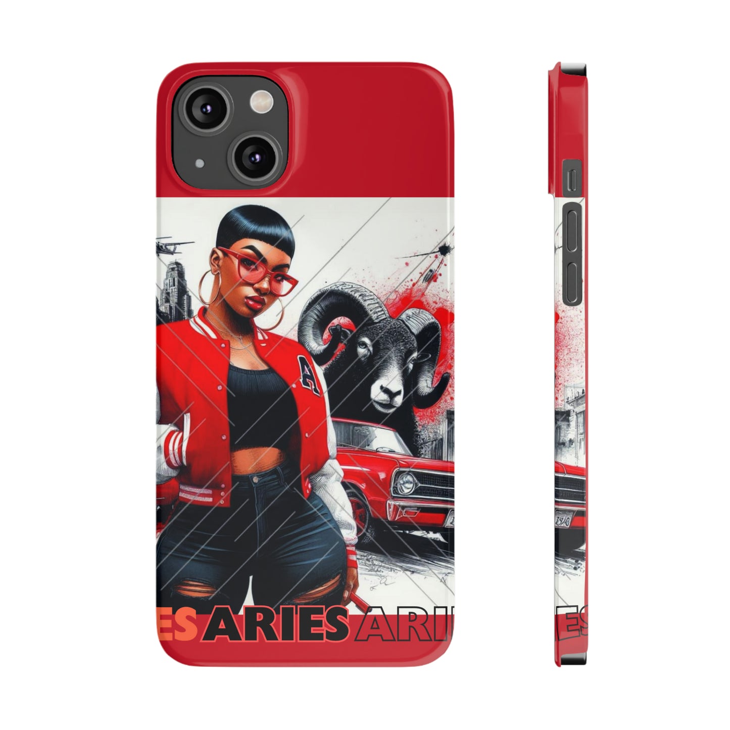 Aries Red Slim Phone Cases - iPhone 14 Plus - Phone Case