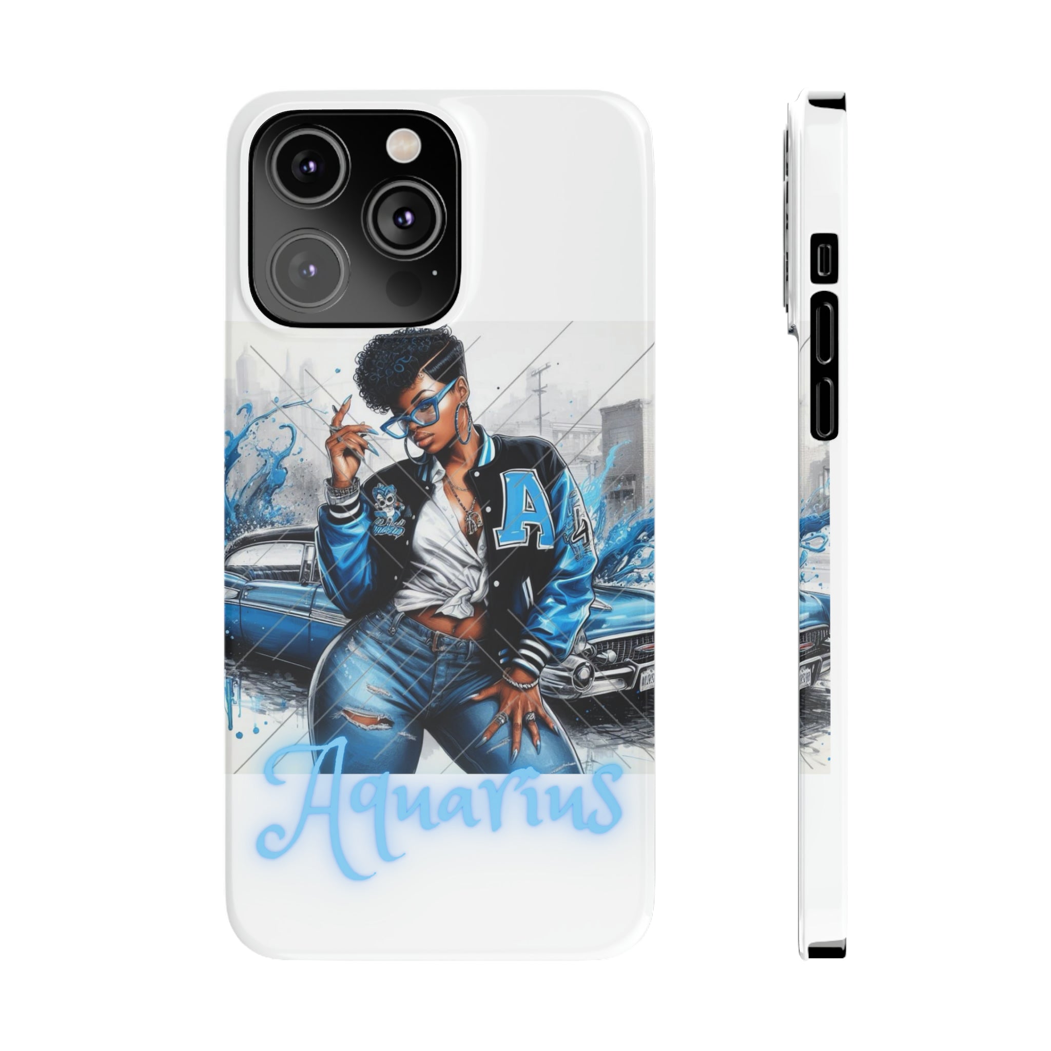 Aquarius white Slim Phone Cases - Phone Case