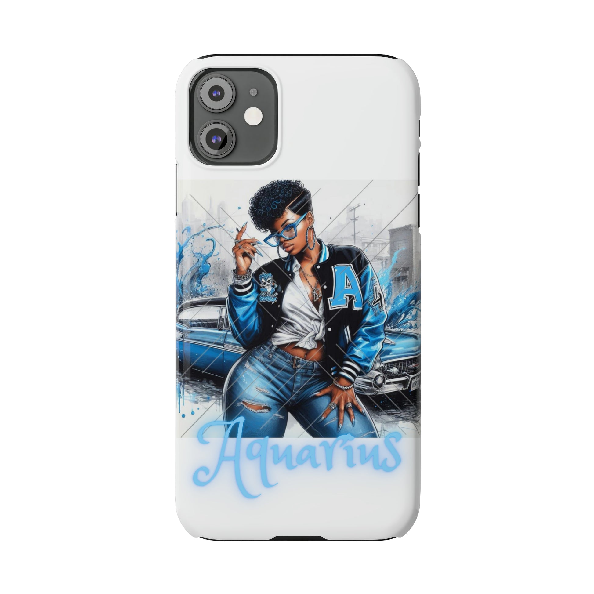 Aquarius white Slim Phone Cases - Phone Case