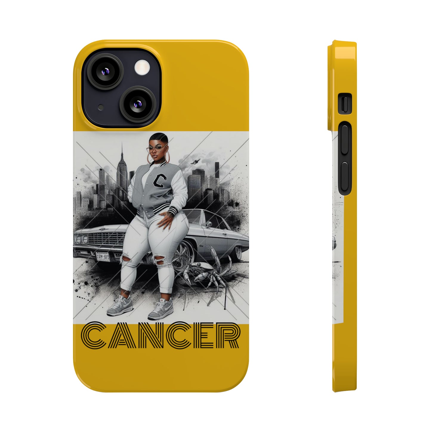 Cancer Yellow Slim Phone Cases - iPhone 13 Mini - Phone Case