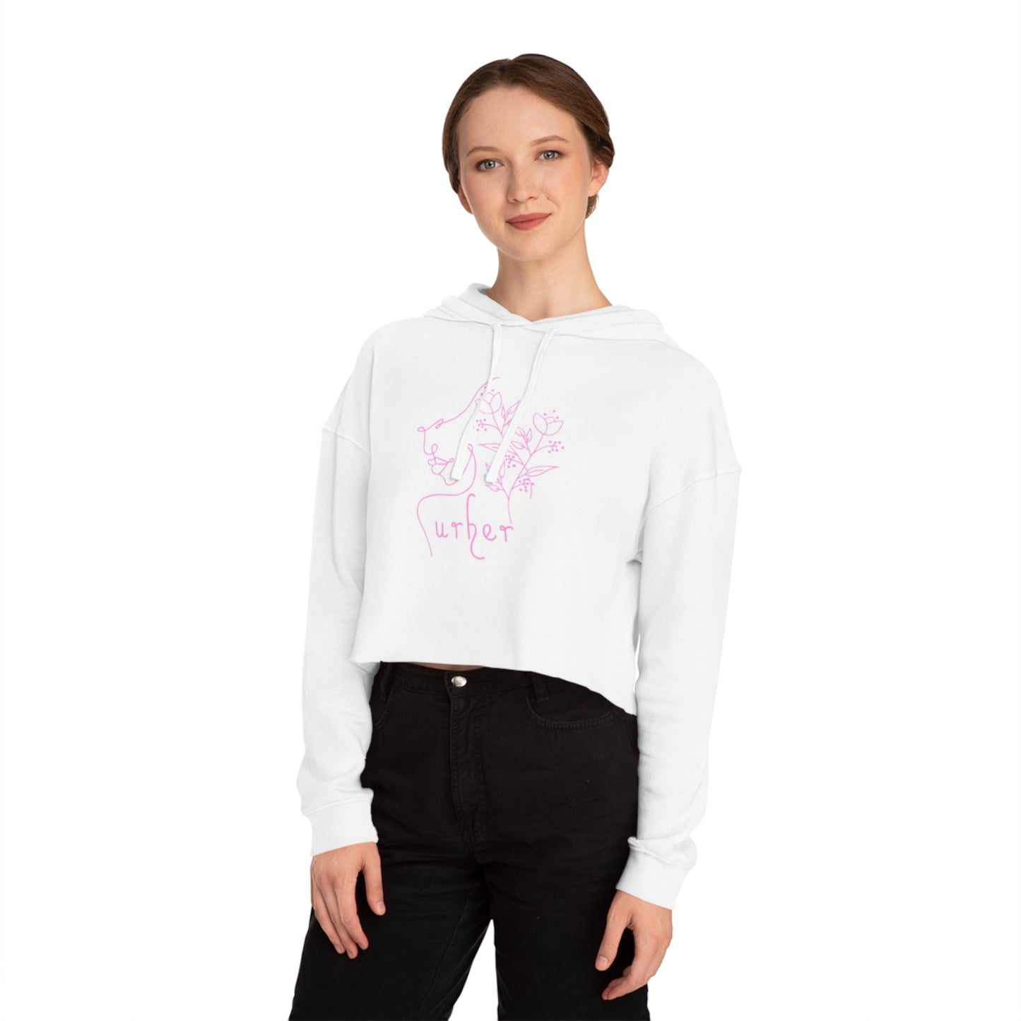 URHER Pink Cropped Hooded Sweatshirt - Hoodie