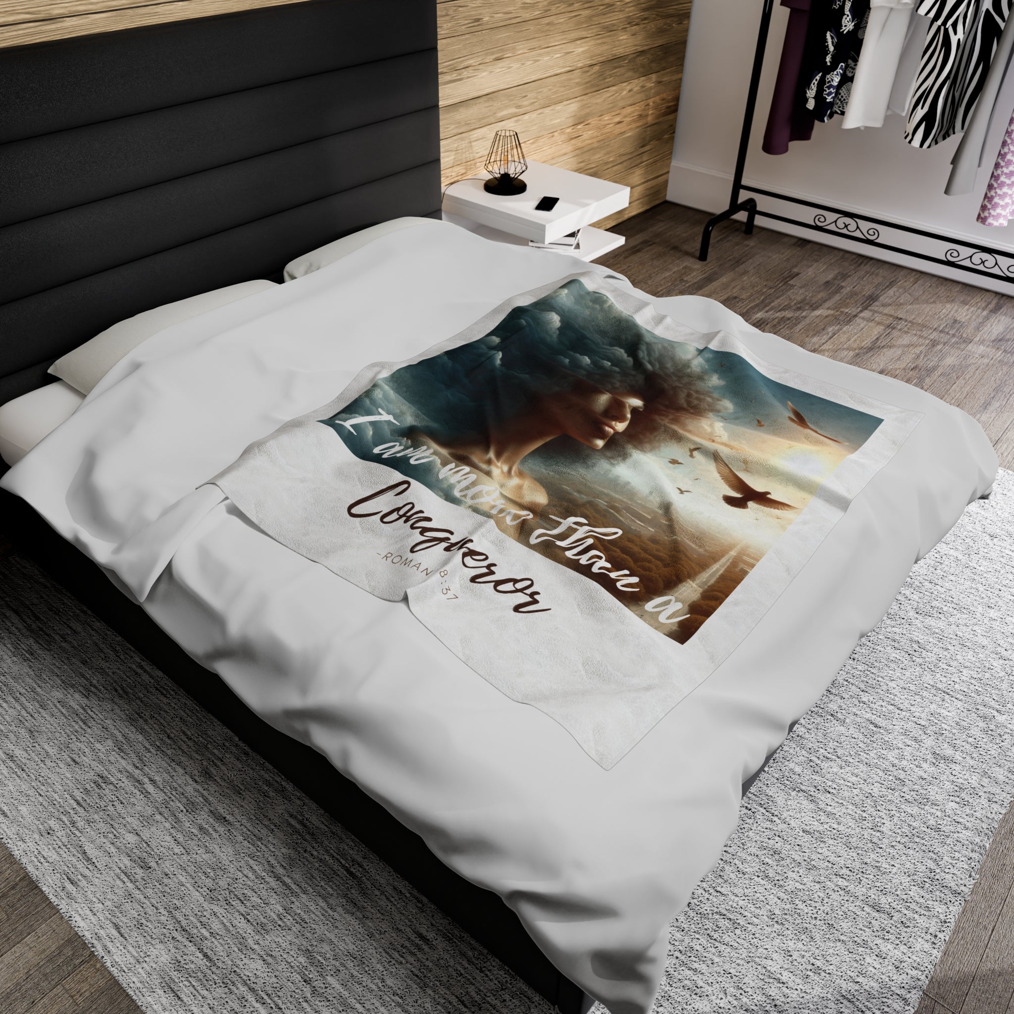 Romans 8:37 Velveteen Plush Blanket - All Over Prints