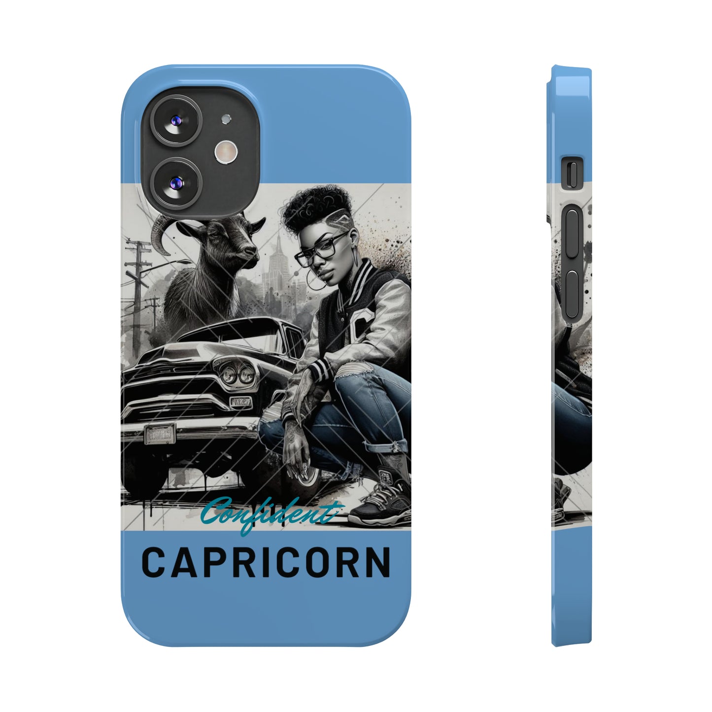 Capricorn Blue Slim Phone Cases - iPhone 12 Mini - Phone Case