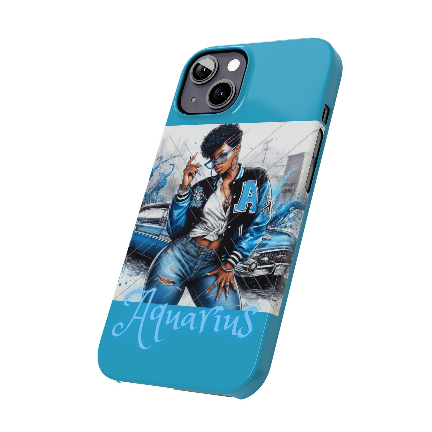 Aquarius Blue Slim Phone Cases - Phone Case