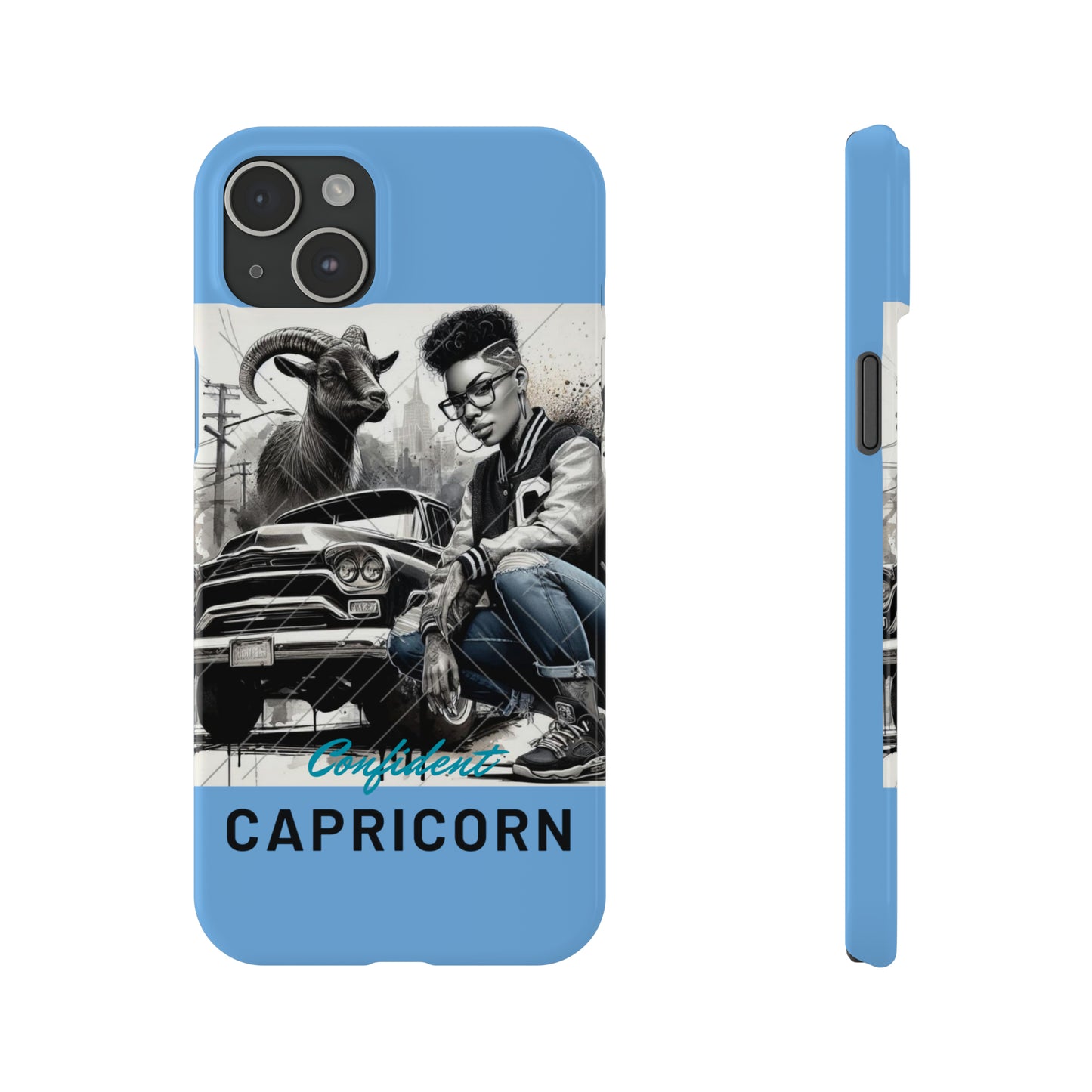 Capricorn Blue Slim Phone Cases - iPhone 15 Plus - Phone Case