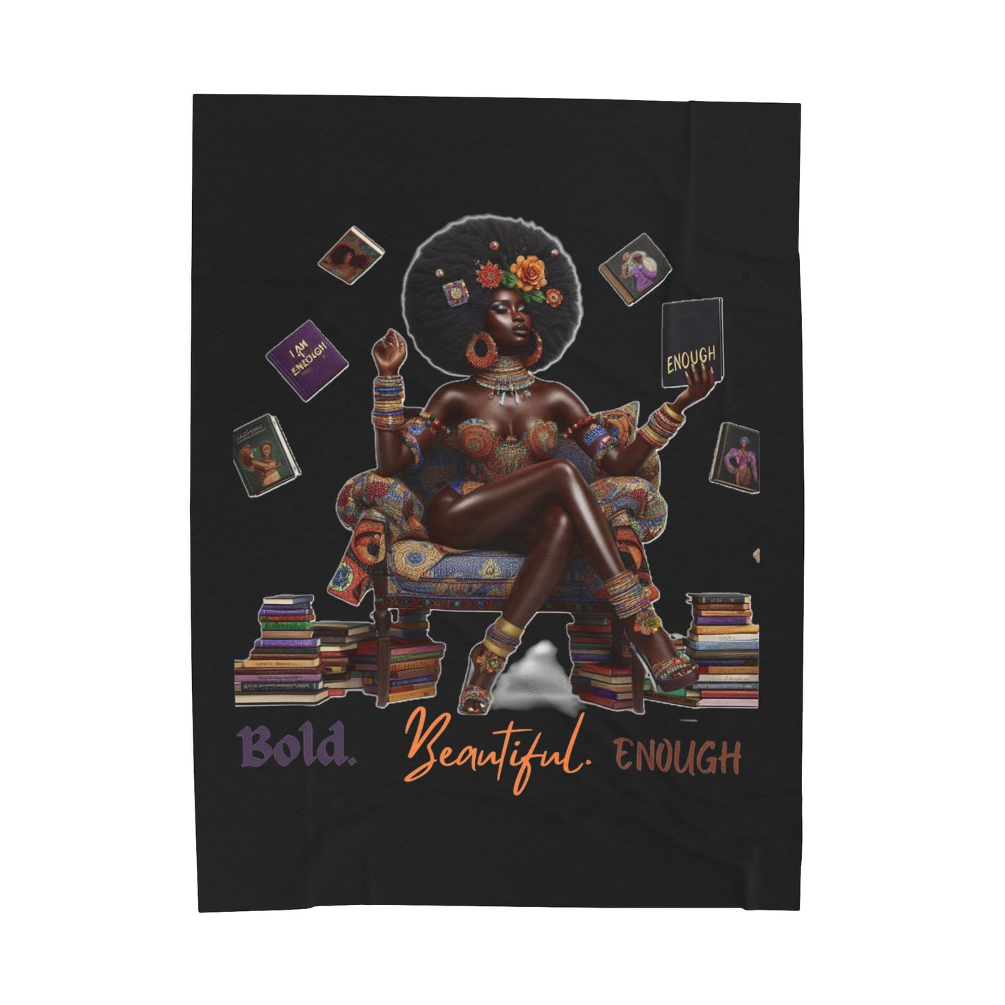 Enough Plush Blanket Blk - 60’ × 80’ - All Over Prints