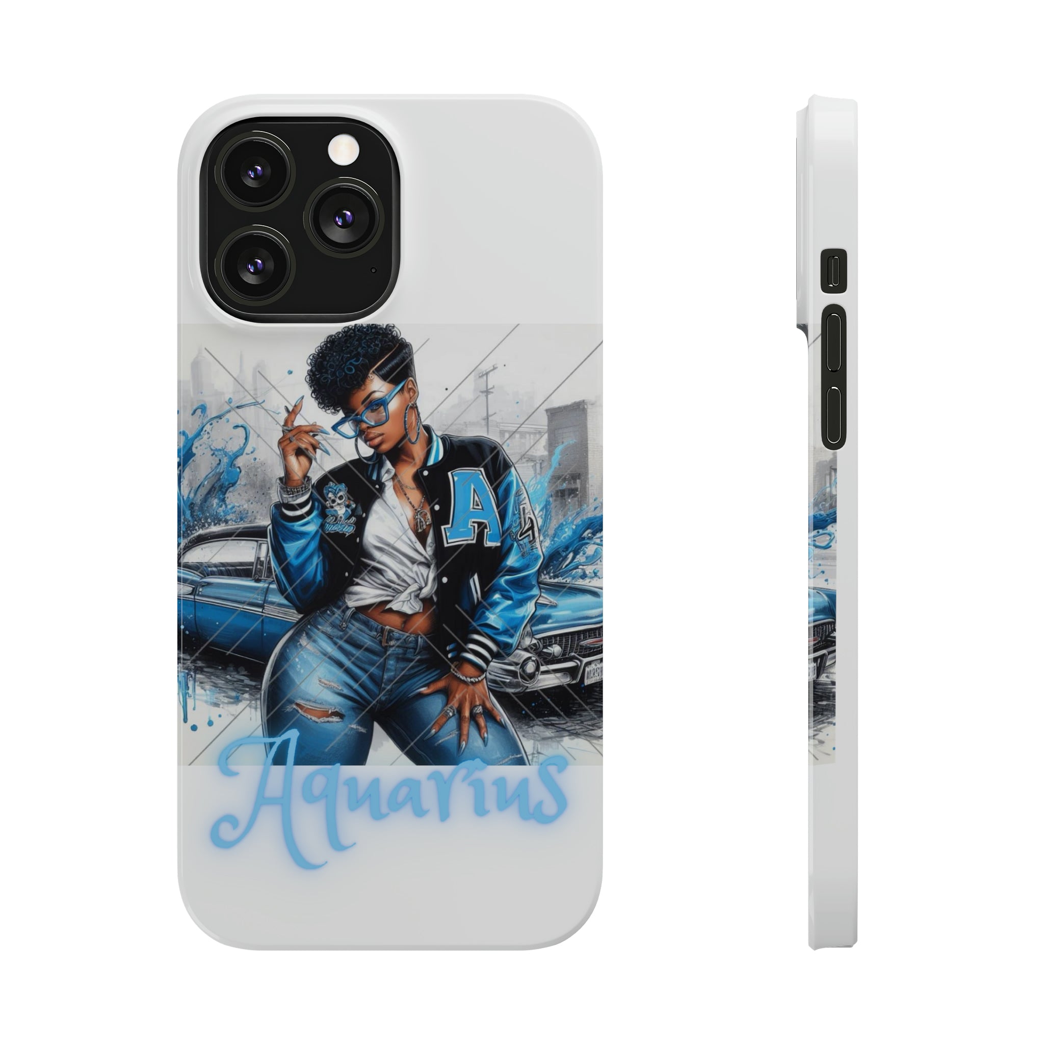 Aquarius white Slim Phone Cases - Phone Case