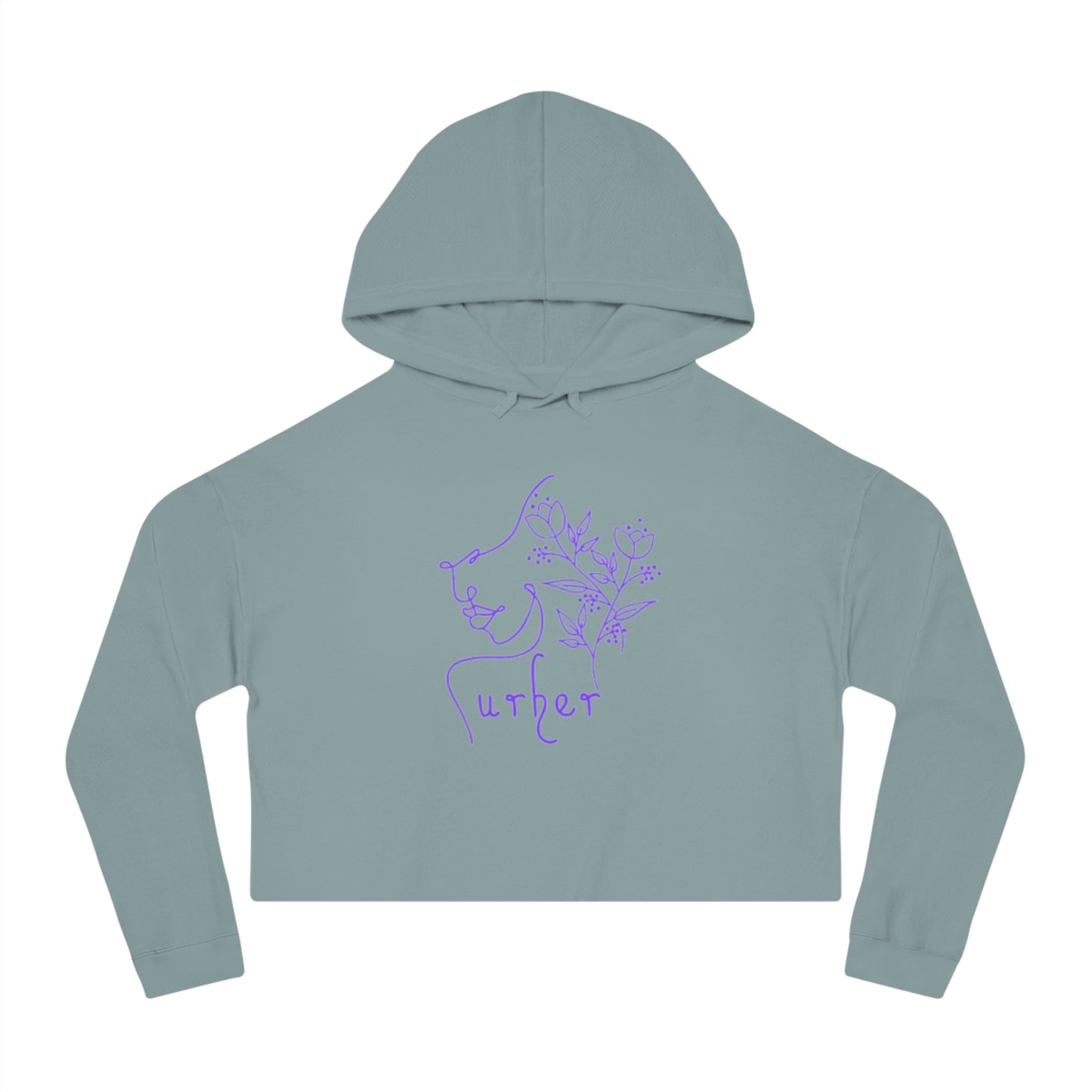 URHER Purple Cropped Hooded Sweatshirt - Sage / XS - Hoodie