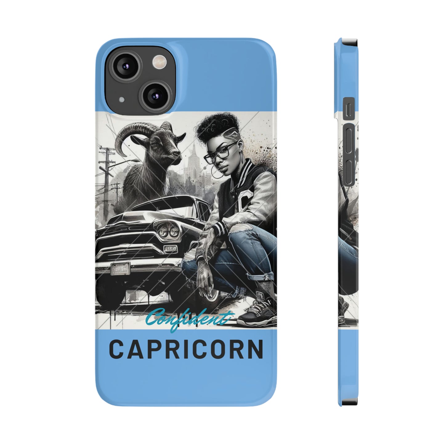 Capricorn Blue Slim Phone Cases - iPhone 14 Plus - Phone Case