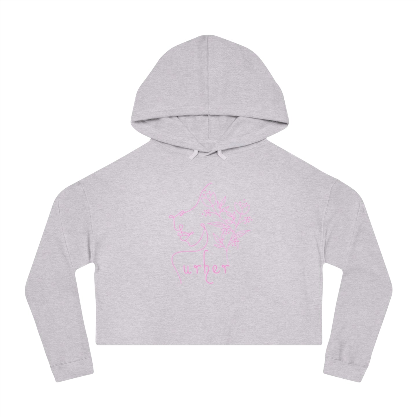 URHER Pink Cropped Hooded Sweatshirt - Grey Heather / XS - Hoodie