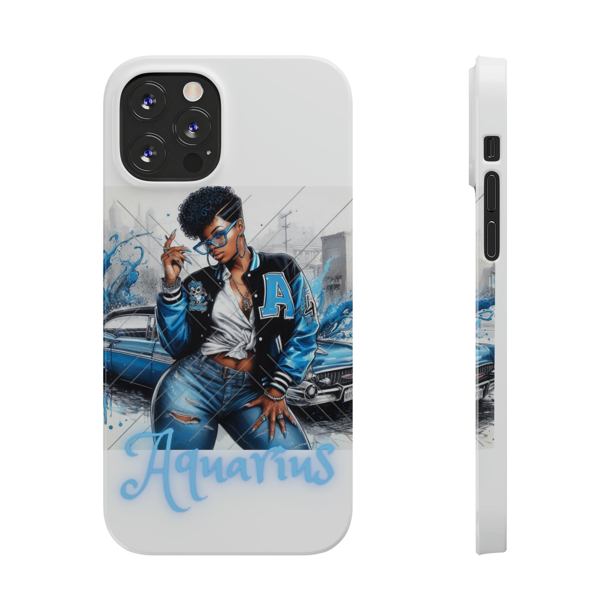 Aquarius white Slim Phone Cases - Phone Case