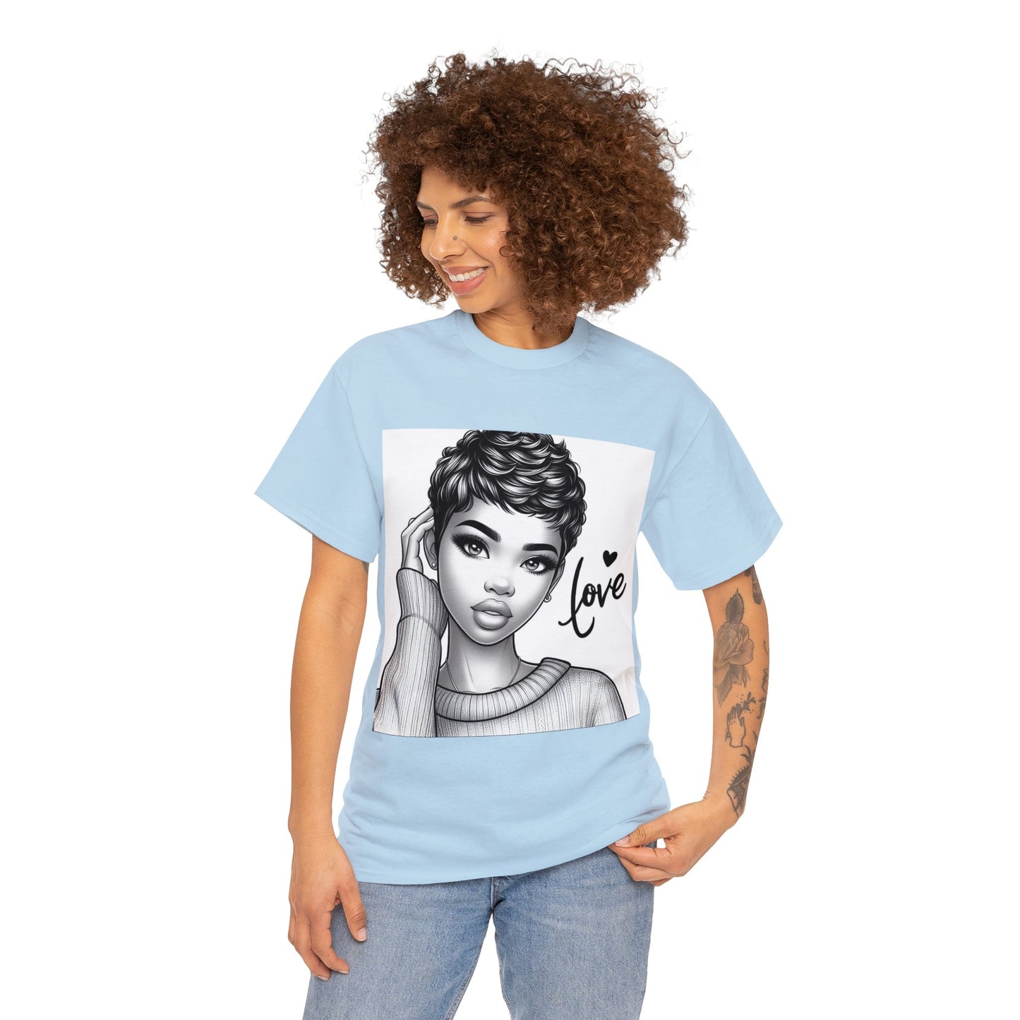 Love blk/wht Unisex Heavy Cotton Tee - T-Shirt