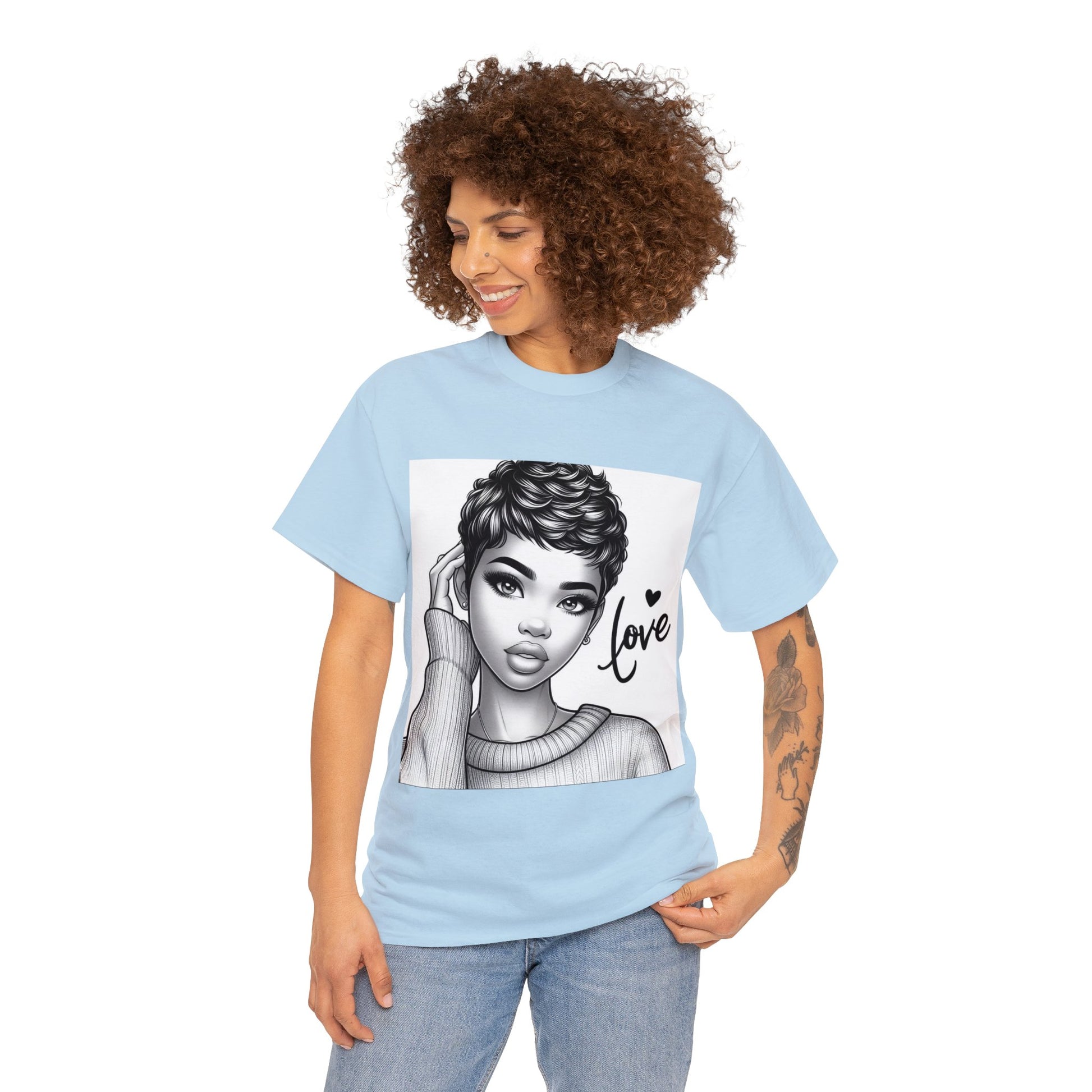 Love blk/wht Unisex Heavy Cotton Tee - T-Shirt