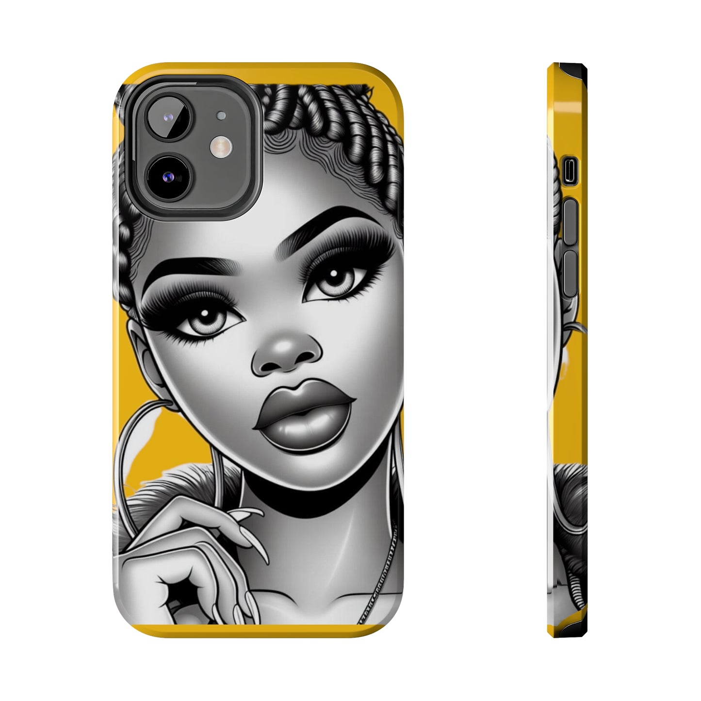 Braid bun Yellow Tough Phone Cases - iPhone 12 - Phone Case