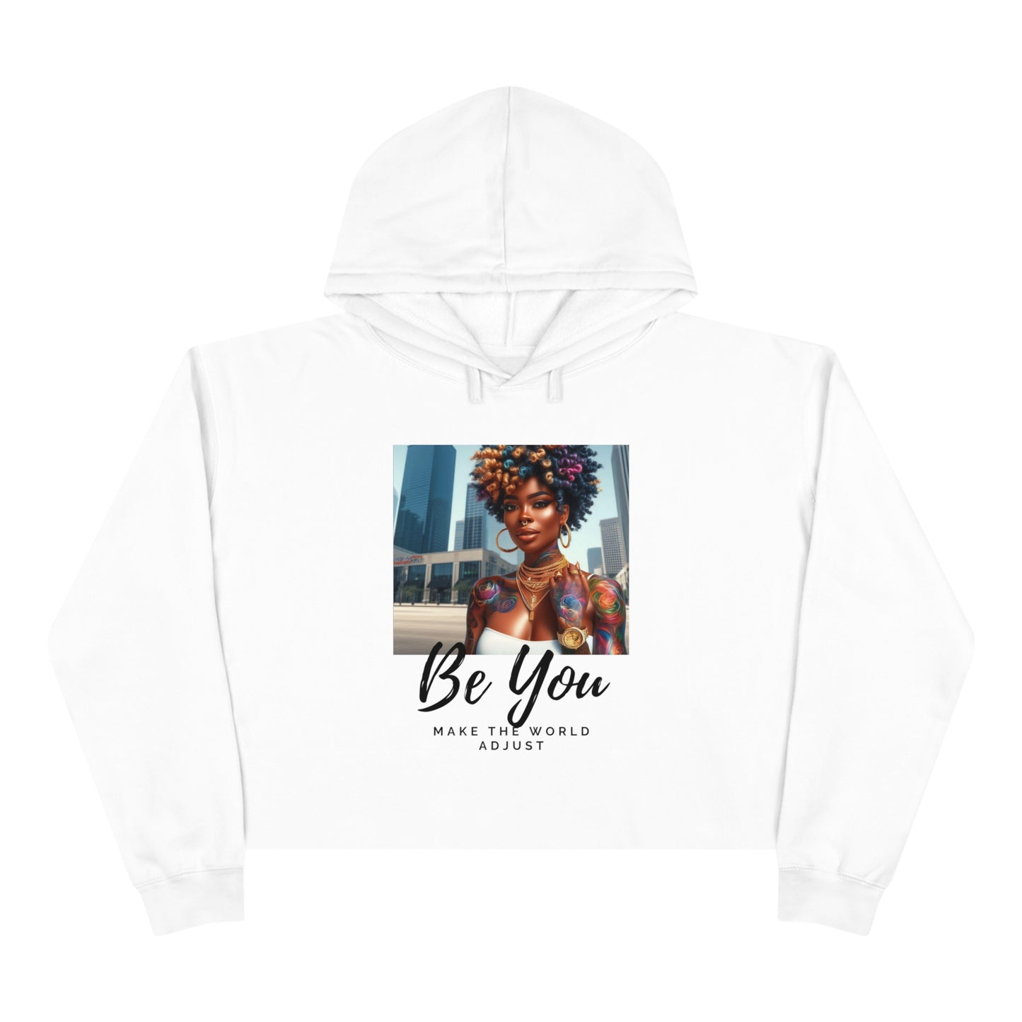 Be you Curly Crop Hoodie - White / XS - Hoodie