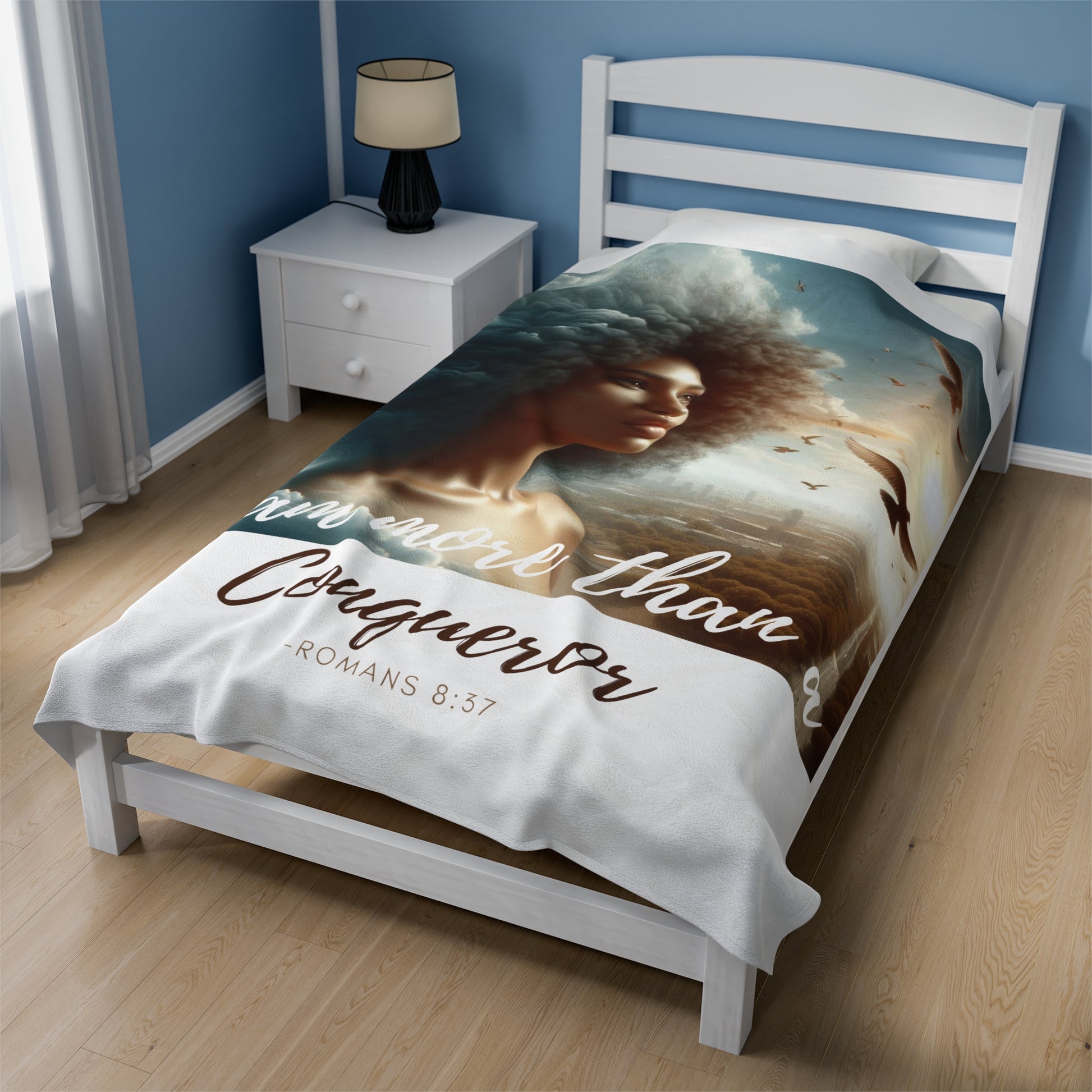 Romans 8:37 Velveteen Plush Blanket - All Over Prints